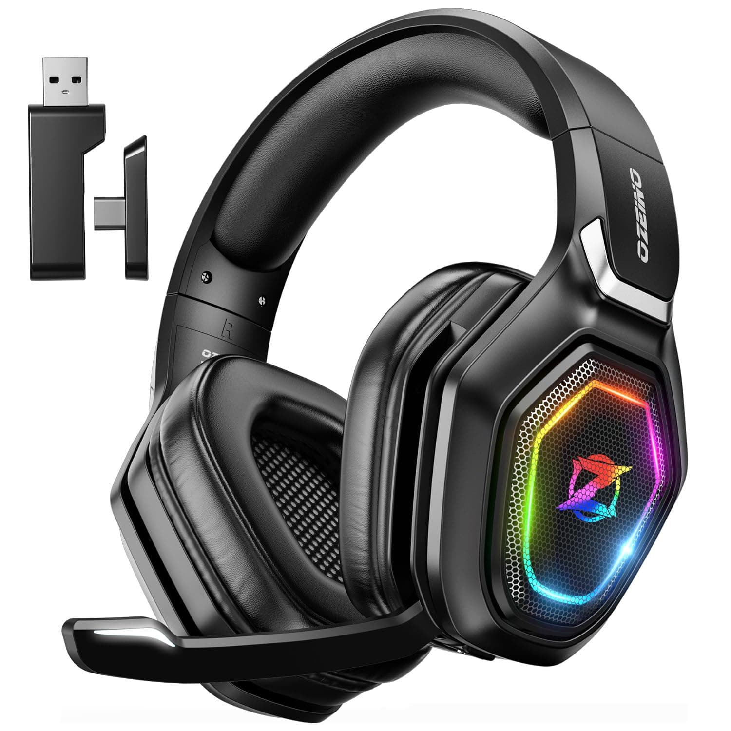 – Wireless Gaming Headset, Compatible with PC Ps5 Ps4 Boasts 2.4GHz Lossless Audio, USB & Type-C, Flip Microphone and 40-Hr Battery - Suited for Switch, Laptop, Mac