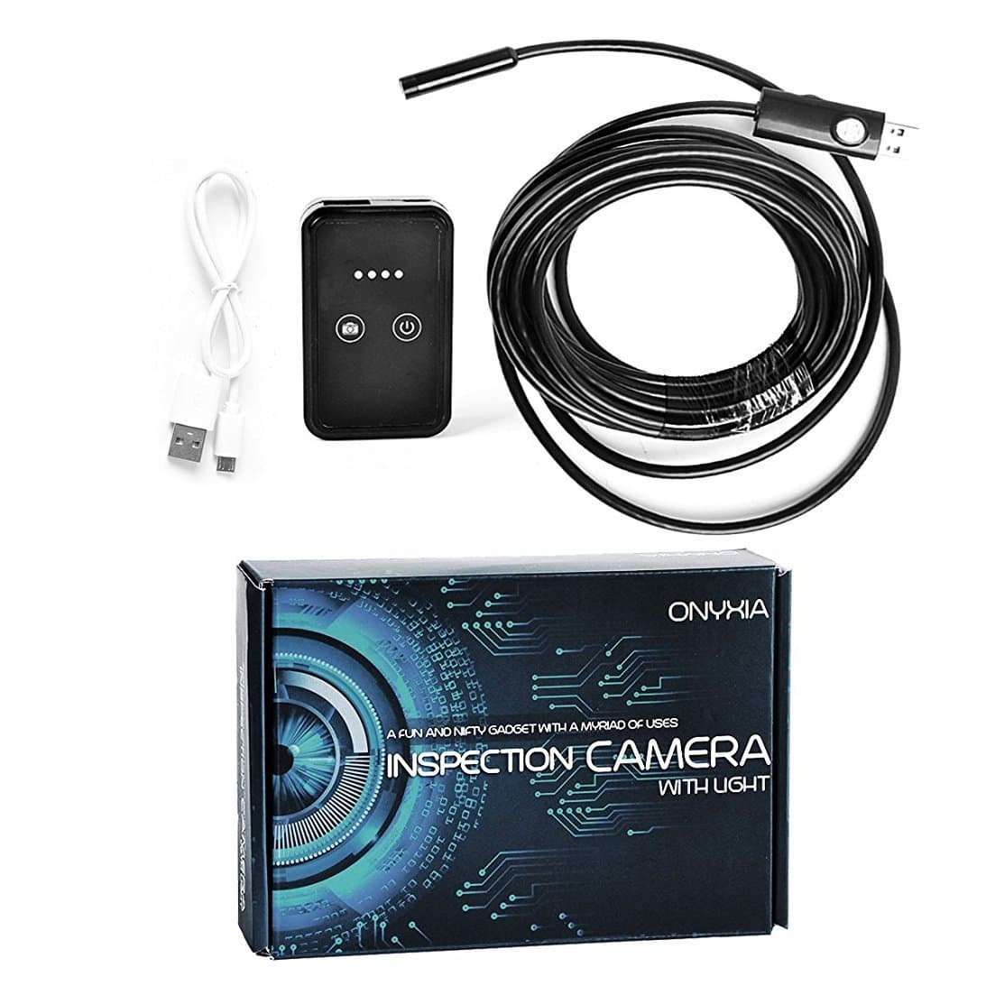 Inspection Camera Waterproof Endoscope - with Light and Extension Cable - Works with iPhone and Android App - Ideal for Smartphone, Borescope, Pipe Snake Plumbing Scope