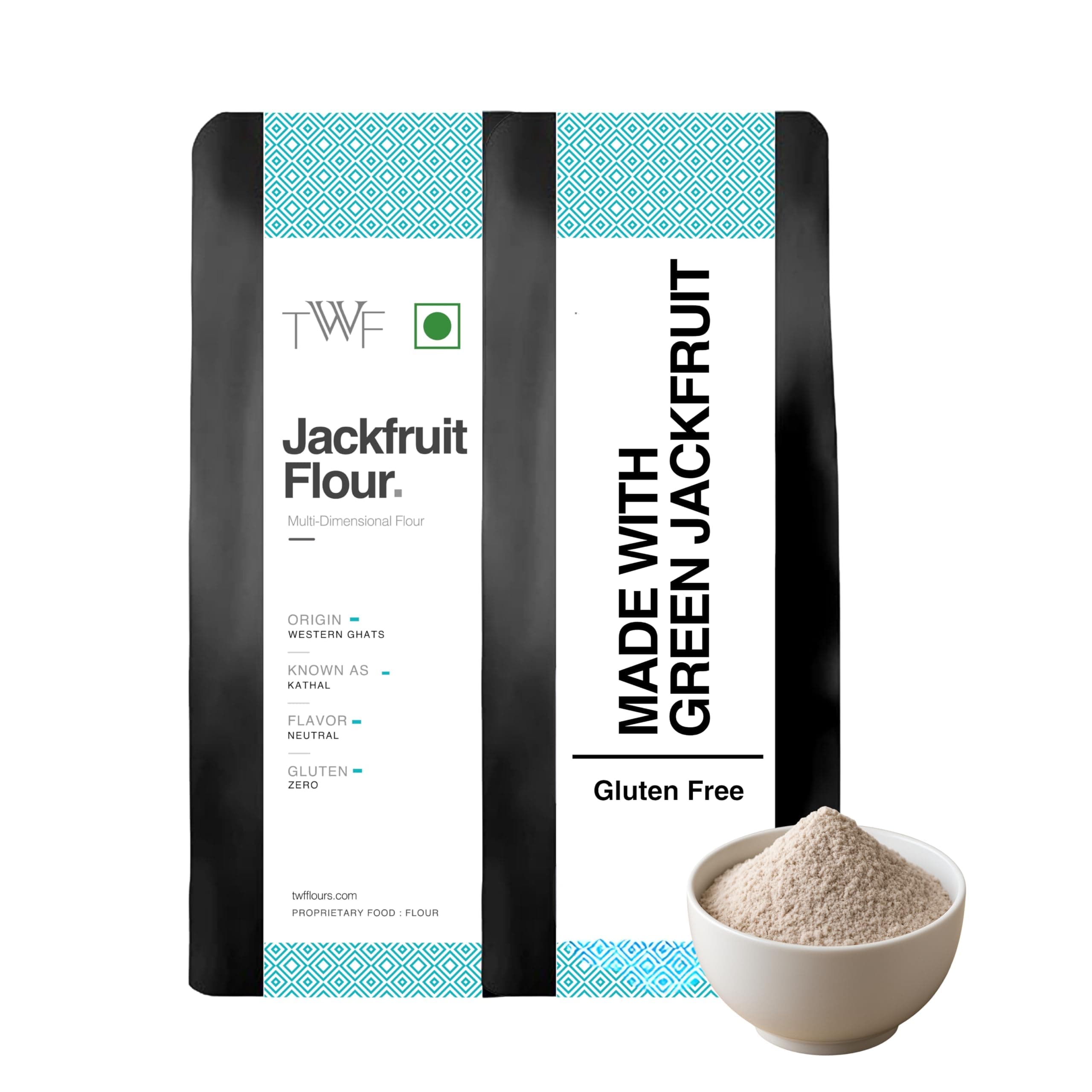 TWF Raw Jackfruit Flour | 500g | 100% Naturally Processed Kathal Atta | Fine Ground | Helps Control Blood Sugar | Gluten-Free | Zero Bitterness | No Preservatives
