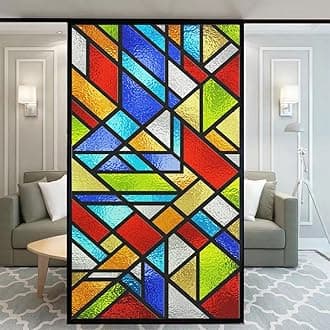 Stained Glass Church Style Decorative Privacy Window Film Static Cling No Adhesive Heat Control Glass Sticker for Home Office W31.5 x H49.2(80x125cm)