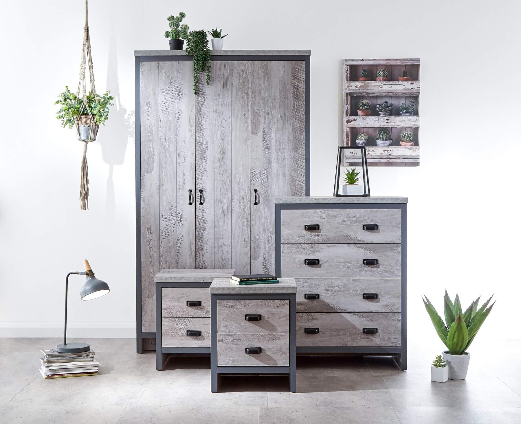 Boston 4 Piece Bedroom Set Grey,BOS4PCGRY