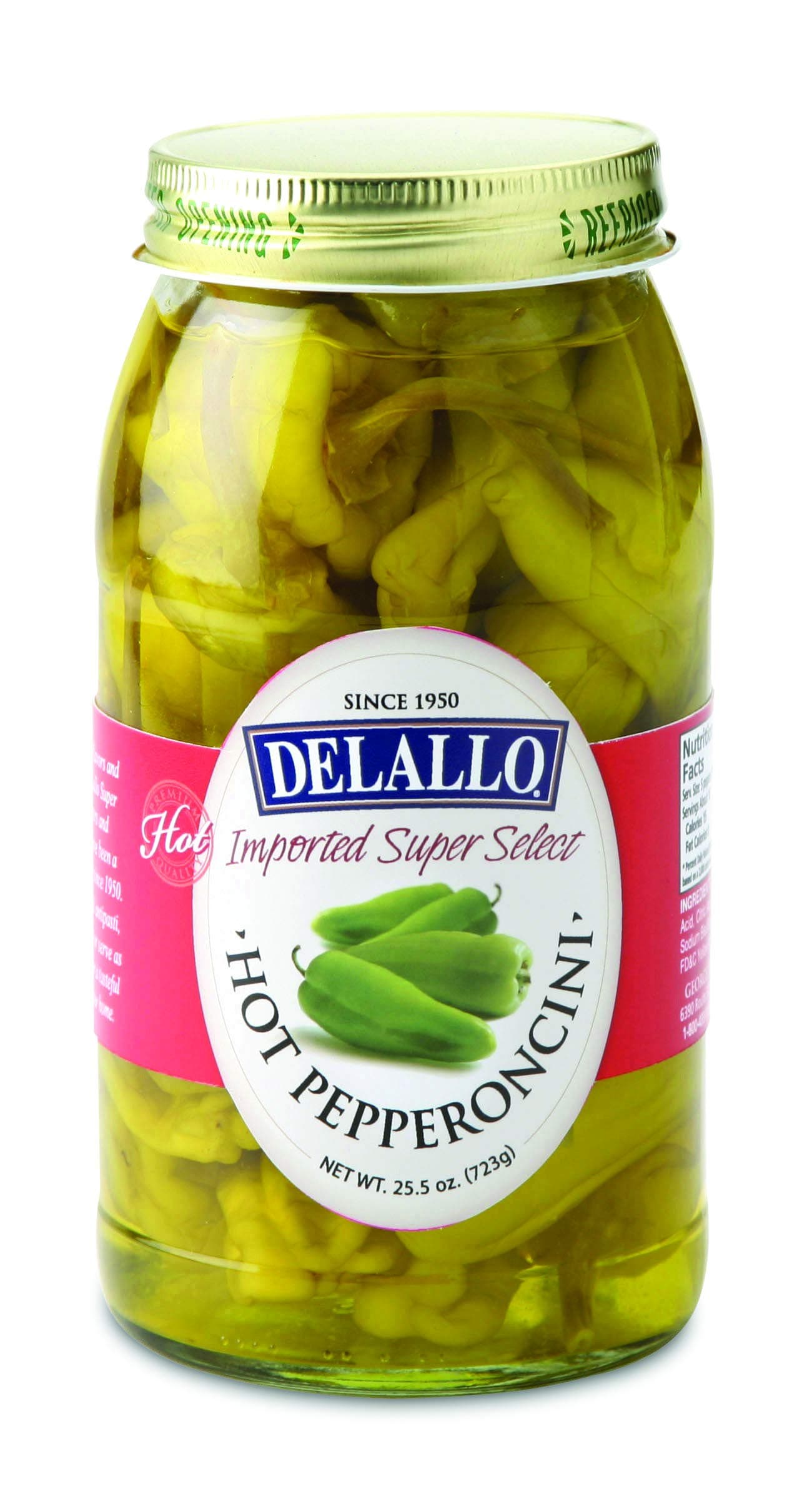 Delallo Pepperoncini Hot 25.5 Oz