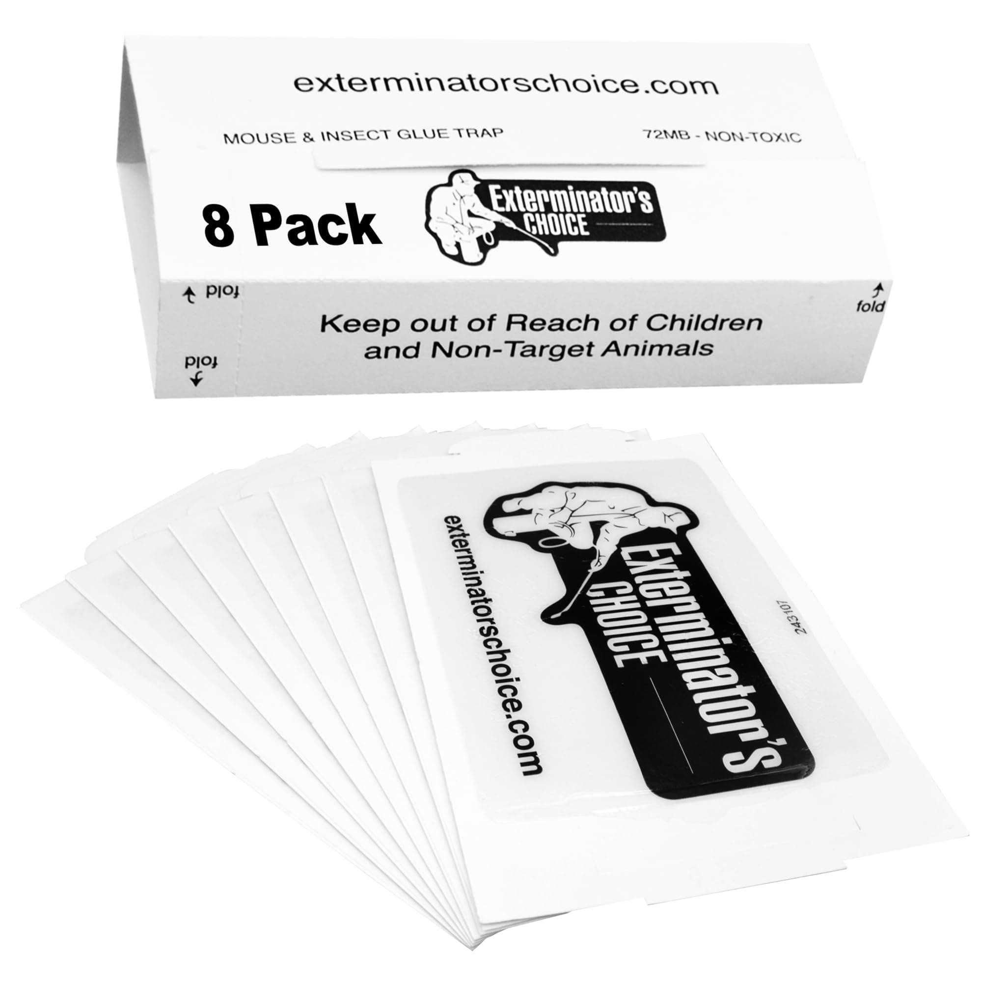 Exterminators Choice Large White Glue Traps | 8 Professional Quality Glue Boards | Easy Pest Control for Bugs, Roaches, Crickets, Spiders, Beetles, and Other Insects