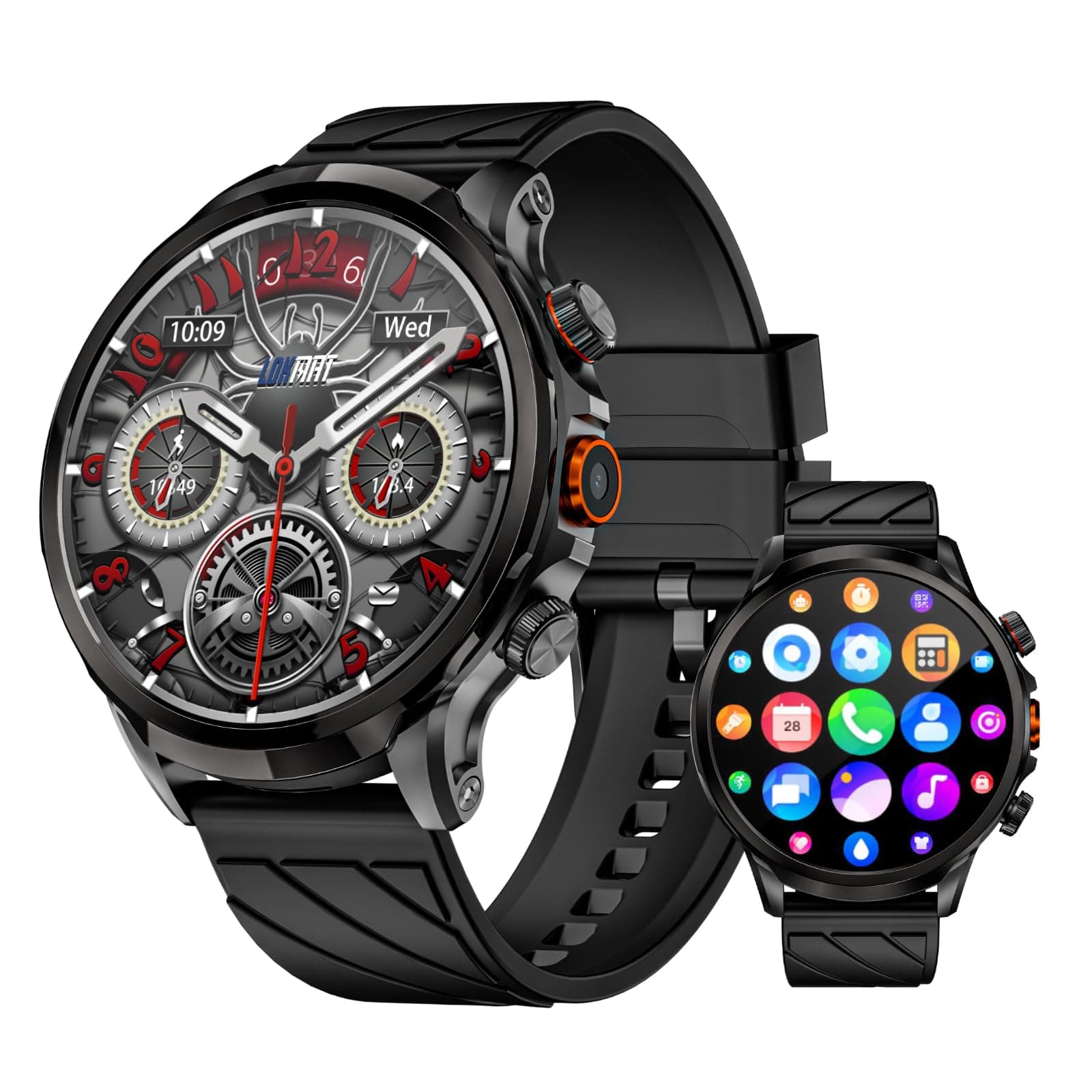 LOKMAT 4G Android Smartwatch Phone Call, 1.85'' HD Screen 3GB+32GB Smart Watch for Men Women, 1100mAh Sports Fitness Activity Tracker Watch with GPS NFC WiFi Camera