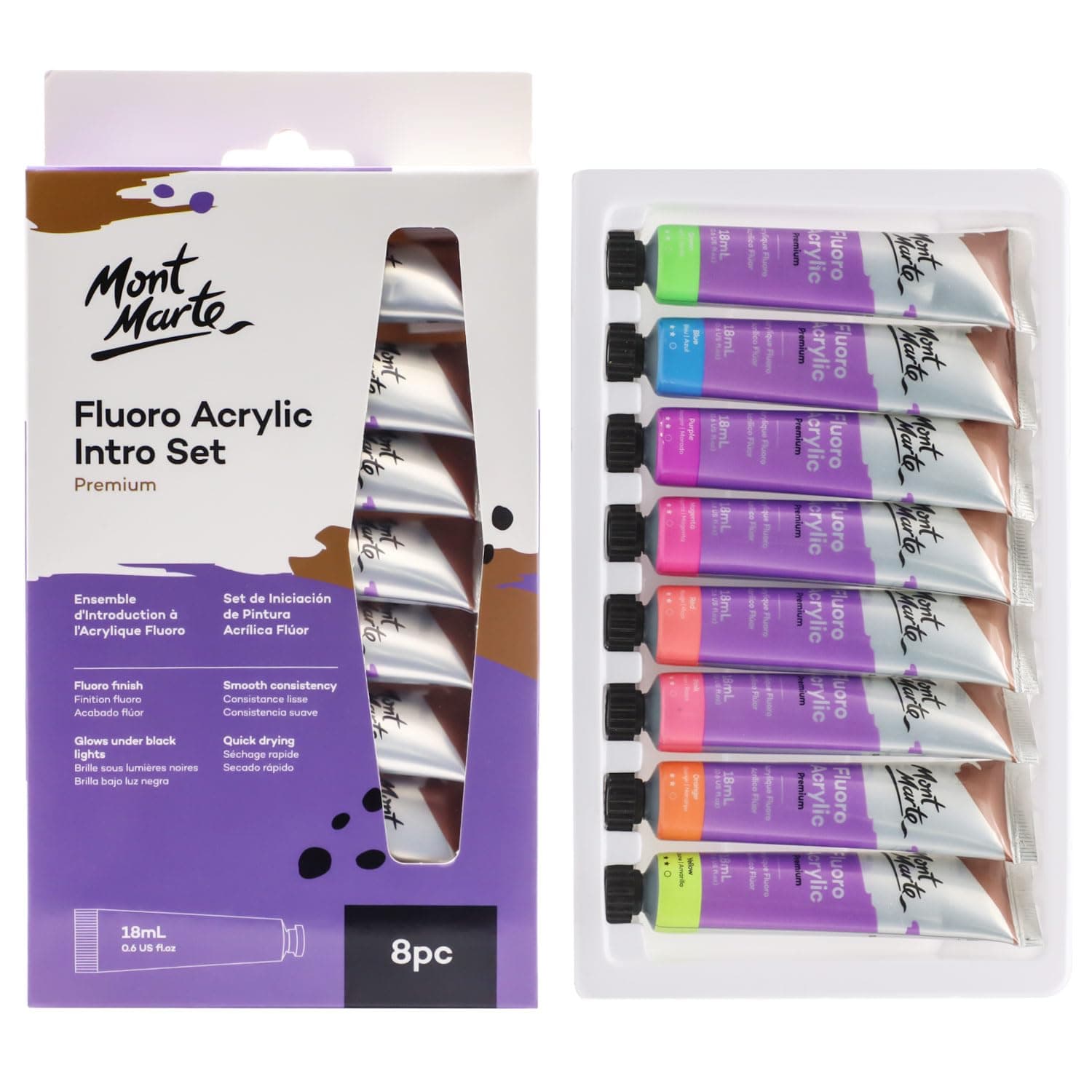 Fluro Acrylic Paint Intro Set -8 Piece