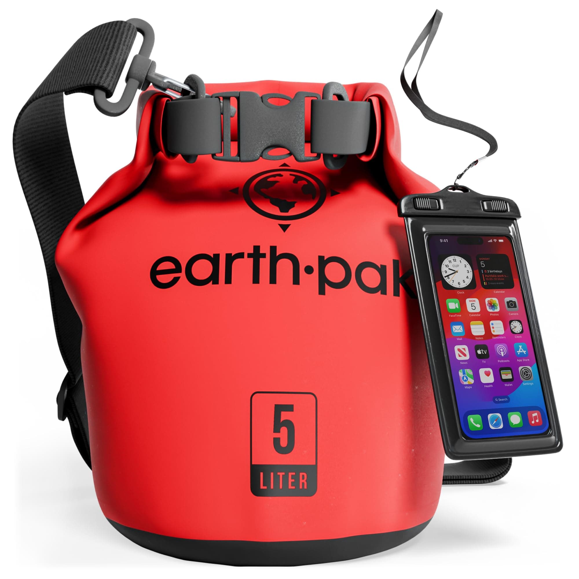 Earth Pak -Waterproof Dry Bag - Roll Top Dry Sack Keeps Gear Dry for Boating, Hiking, Camping and Fishing with Waterproof Phone Case