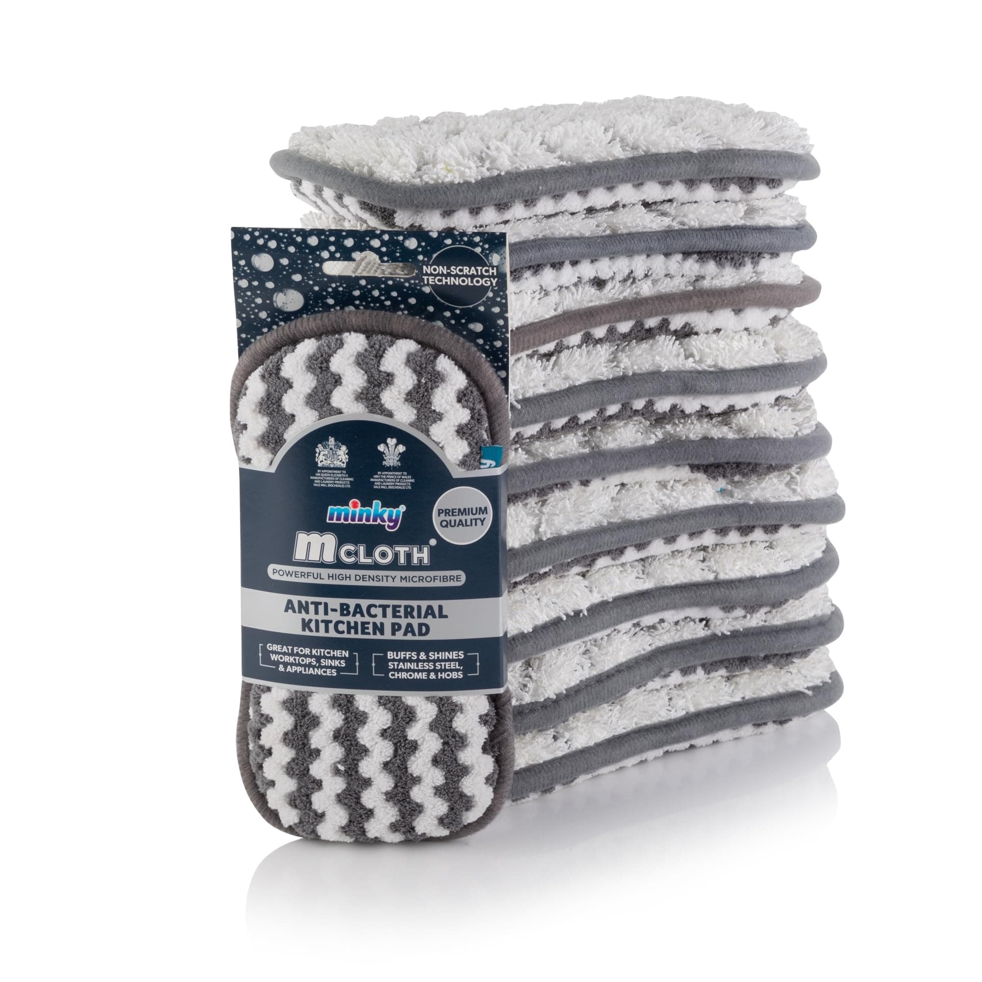 M Cloth Anti-Bacterial Kitchen Cleaning Pad - 10 Pack, Anti-Bacterial Protection, Powerful High Density Microfibre With Non-Scratch Technology, Dual Sided For Powerful & Effective Cleaning
