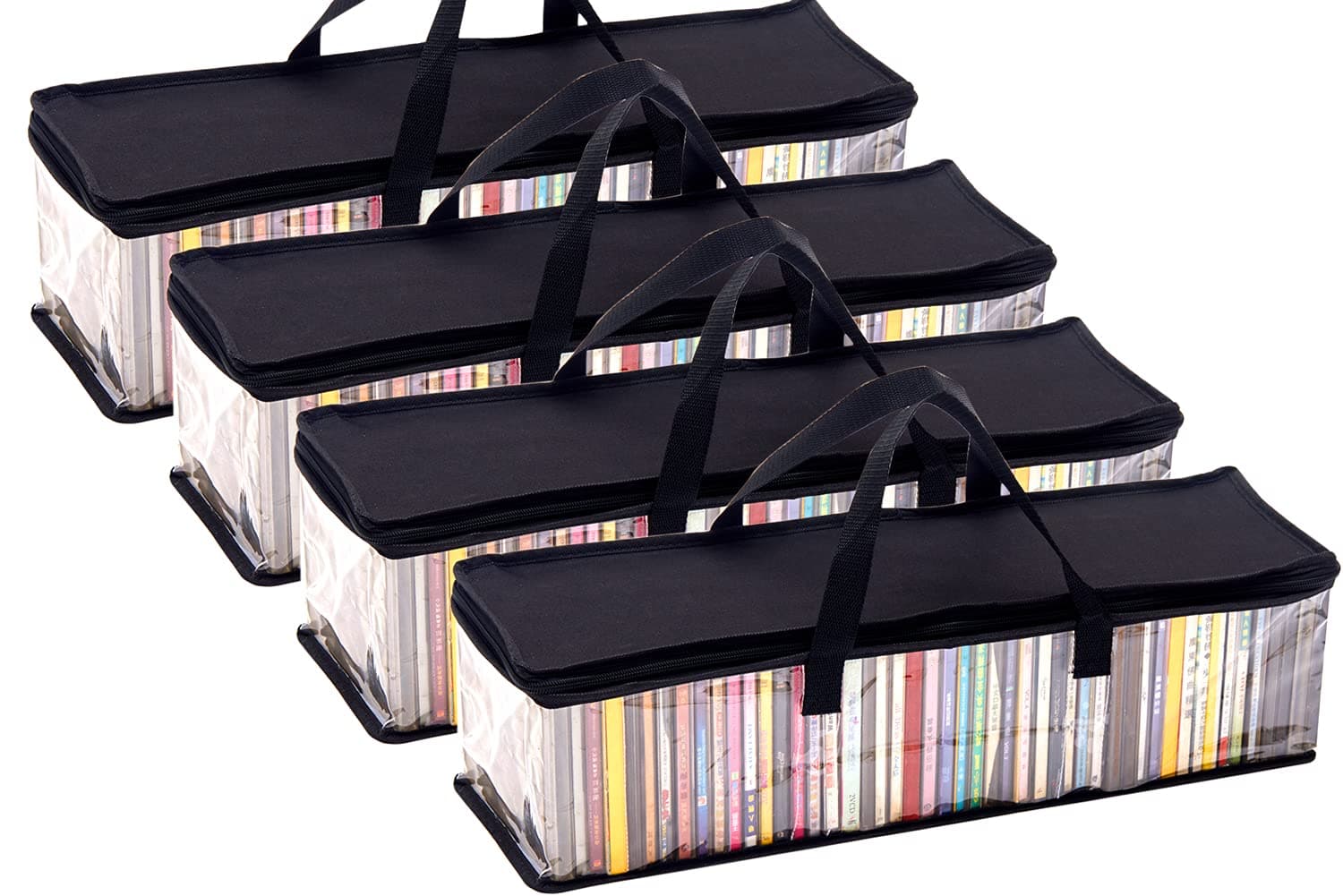 Imperius 4 Pack PVC Media Storage - Water Resistant CD Holder Case with Handles, Each Holds 48 CDs
