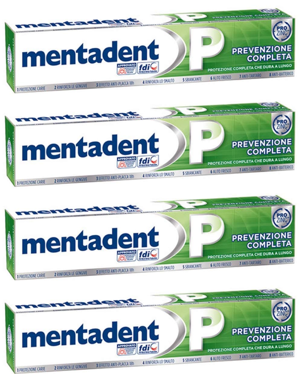 Mentadent P Toothpaste Prevention Complete 3.38 Fluid Ounce (100ml), Pack of 4