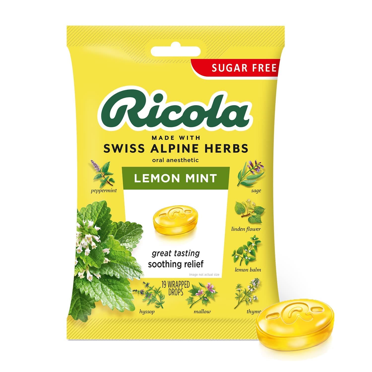 Herb Throat Drops Sugar Free, Lemon Mint 19 each (Pack of 1)