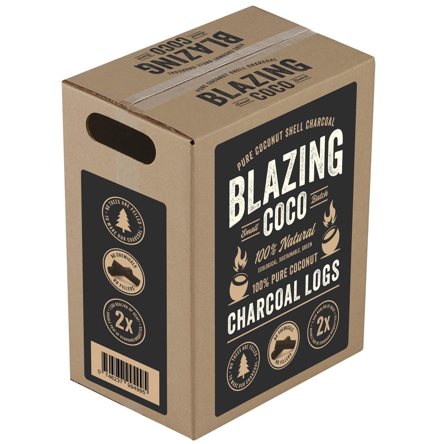 Blazing Coco Premium 20 Pound Coconut Shell Charcoal Logs - All Natural High End Grilling