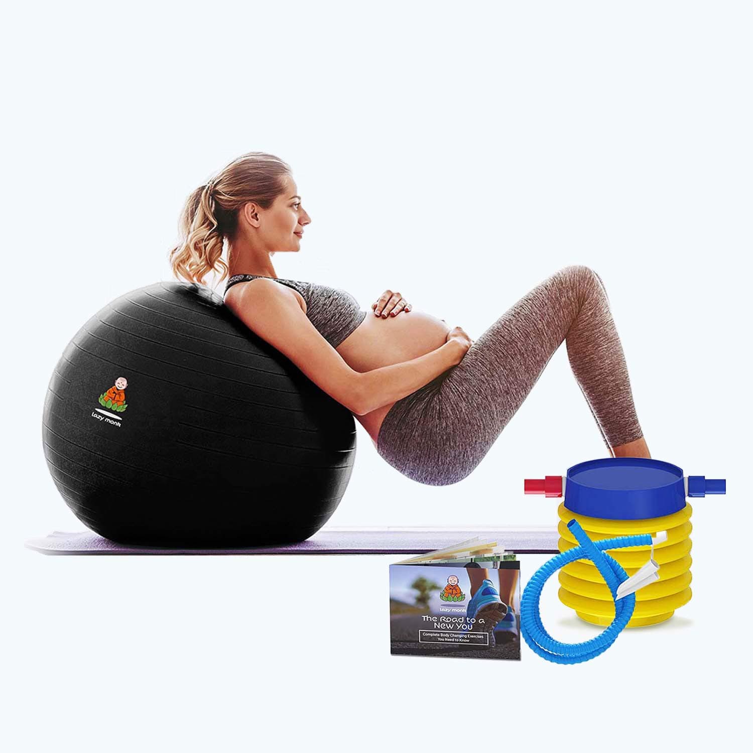 Exercise Ball Clearance Random 55cm / 65cm, Random Black / Blue Color - Fitness Desk Sitting Chair, Pregnancy Ball Anti-Burst, Yoga Workout Pilates Balance Gym Ball w/ Pump, Excersize Swiss Ball