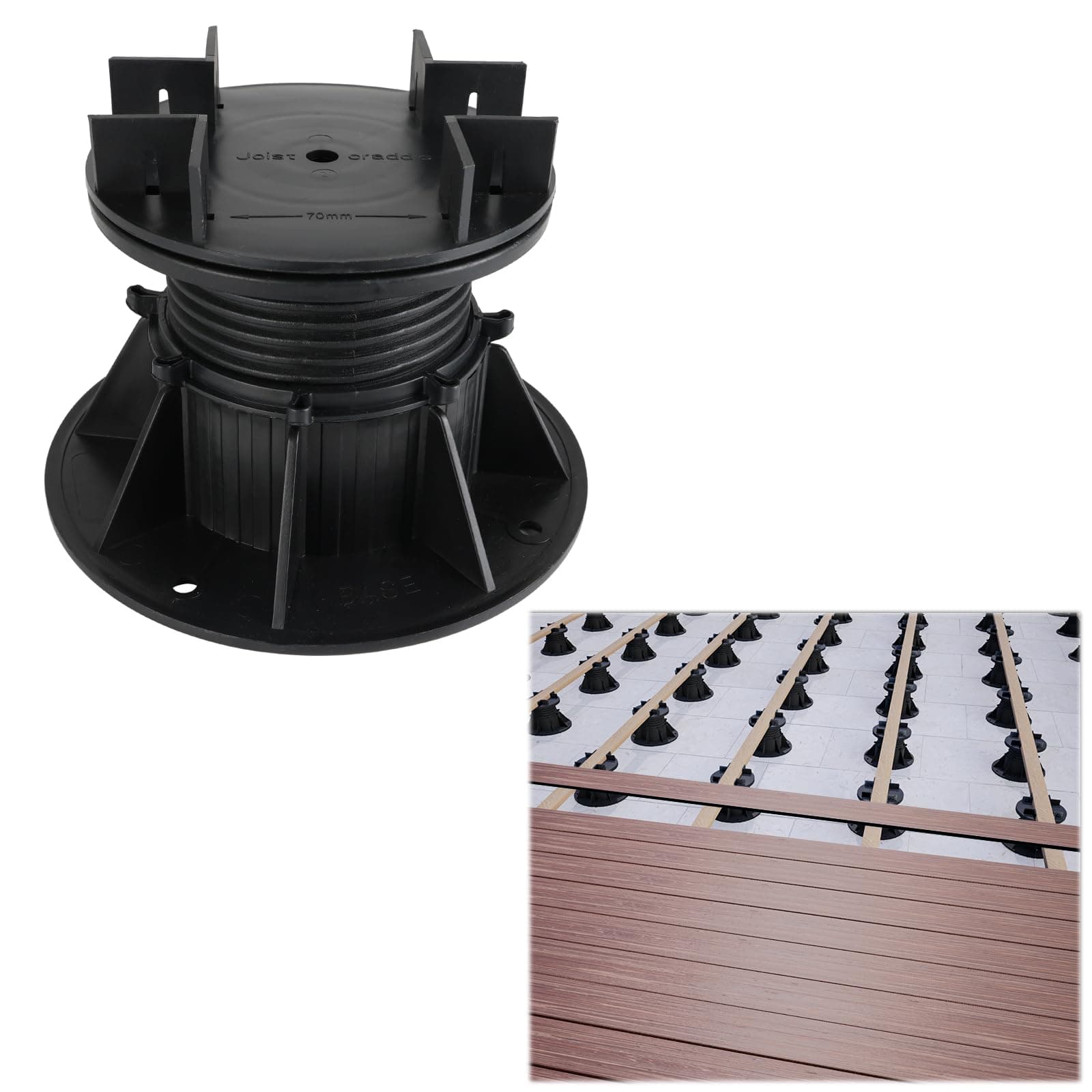 Muzata 8Pack Raising from 3.3'' to 4.7'' Adjustable Joist Pedestal Paver Flooring Deck Supports Bilateral Keel Deck Support Base M031