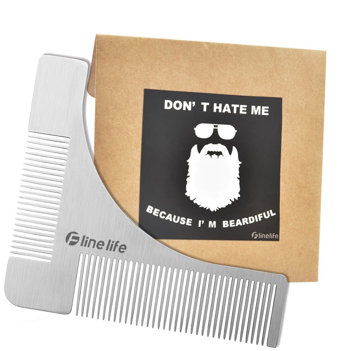 Beard Shaping Tool with Comb Stainless steel Beard Styling & Shaper Template Grooming Kit Guide for Men,Facial Hair Trimmer for Jaw Line, Cheek, Neck & Goatee - Makes Perfect Razor Trimming Line