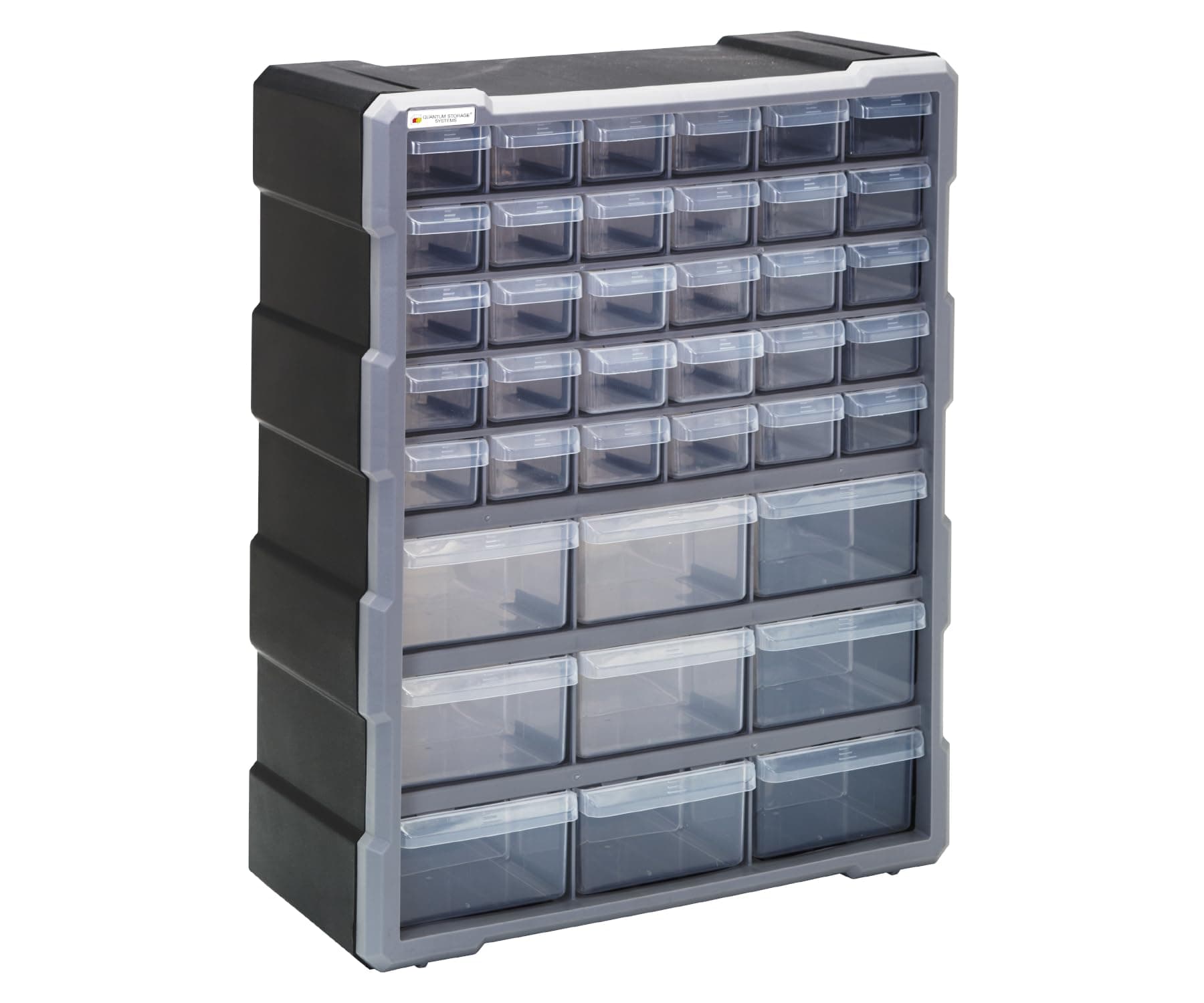 Quantum Storage PDC-39BK Clear Plastic Parts Storage Hardware and Craft Drawer Cabinet, 39 Drawers