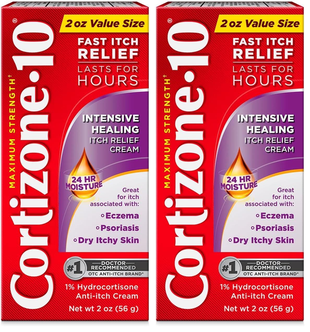 Maximum Strength Intensive Moisture Anti-Itch Cream, 1% Hydrocortisone, 2 oz. (Pack of 2)