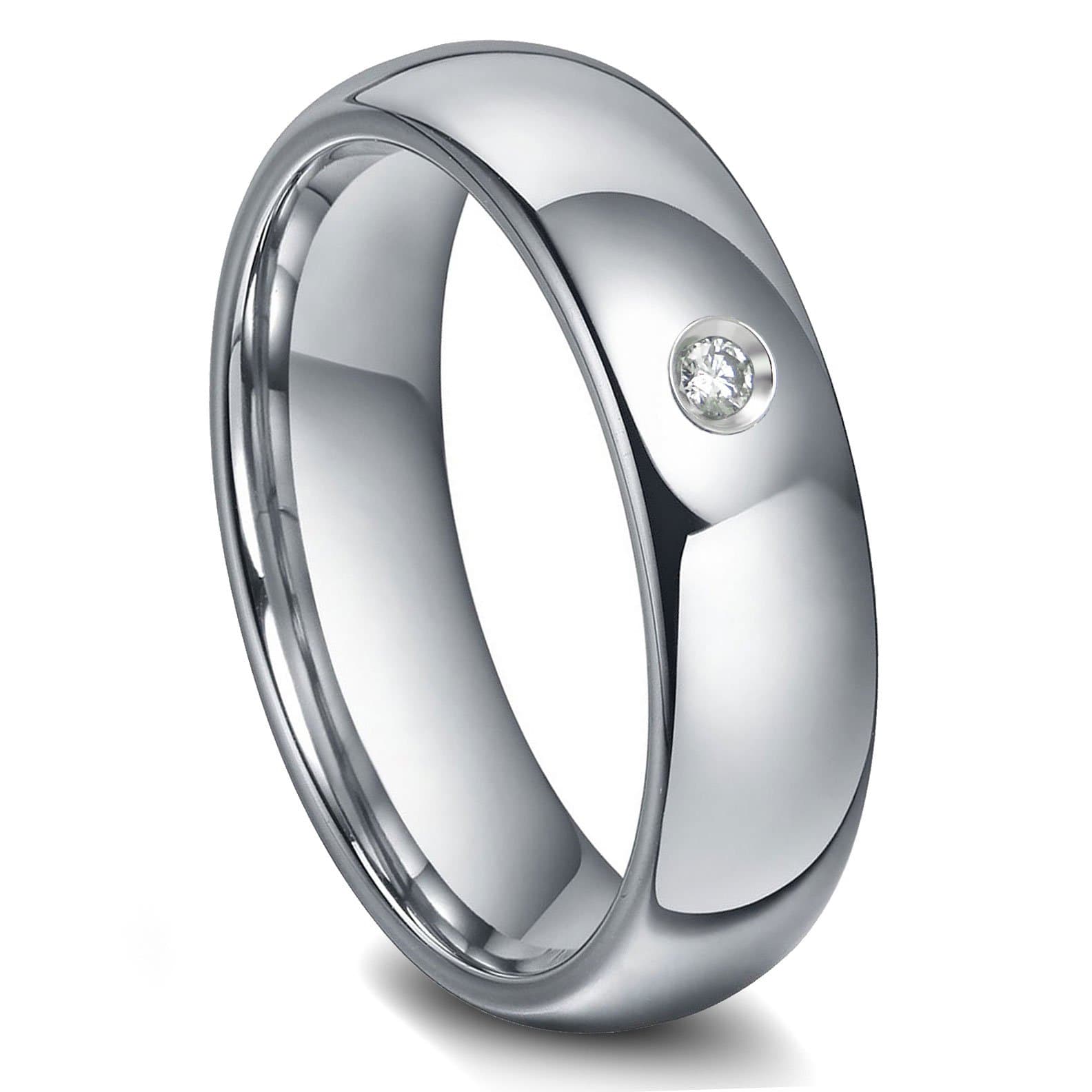 Tungsten Carbide 6MM Diamond Dome Wedding Band