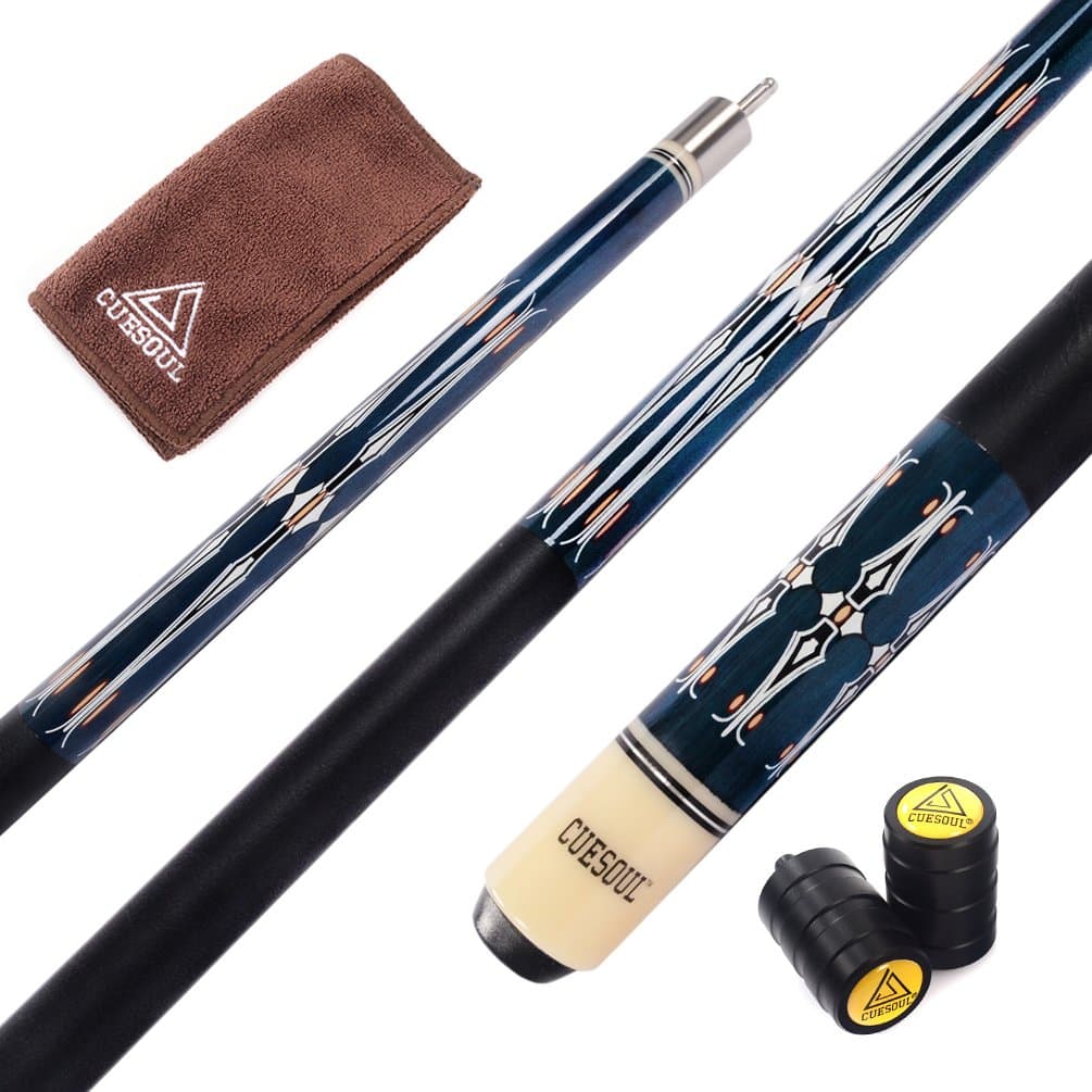 58 Inch 21 Oz Pool Cue with 13mm Cue Tips with Cleaning Towel & Joint Protector