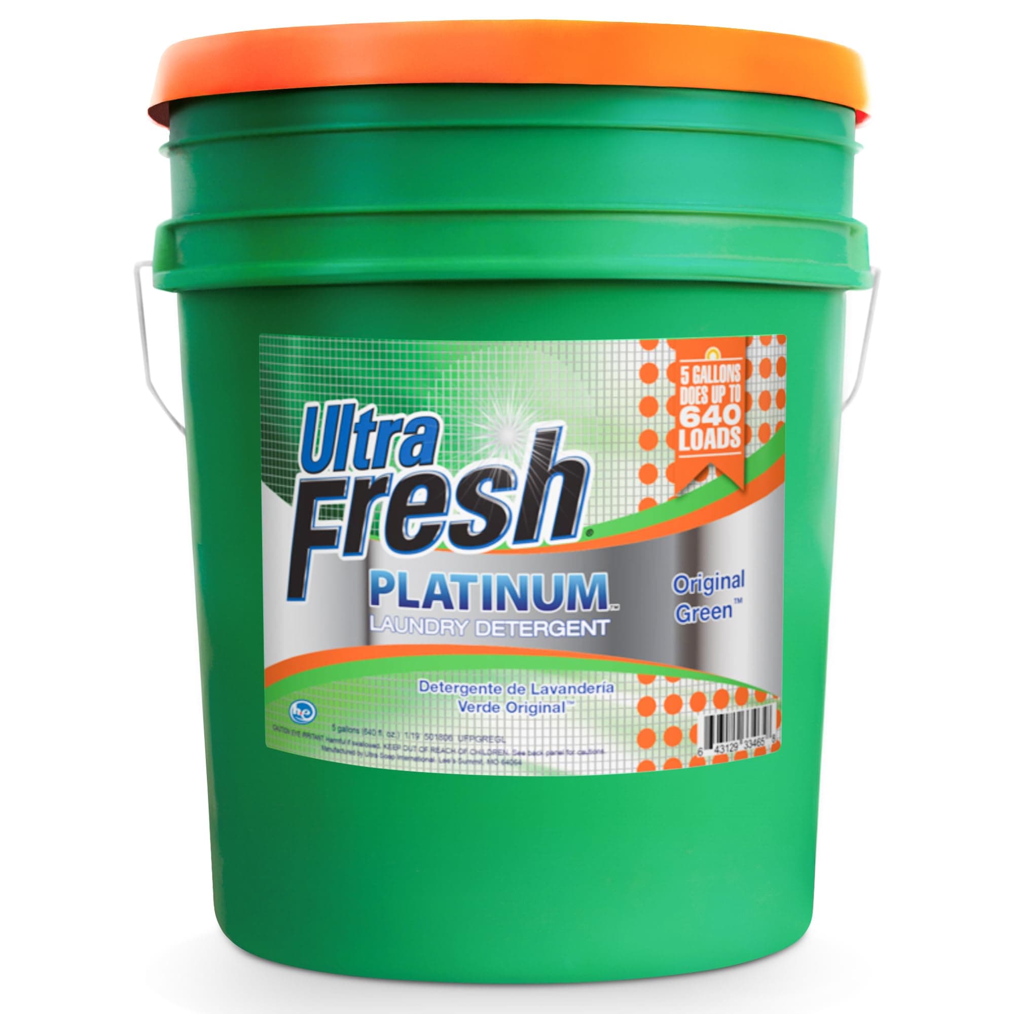 Ultra Fresh Liquid Laundry Detergent Washing Soap, 3X Platinum, 5 Gal, Original Green - Household Cleaning Supplies and Accessories for Clothing and Fabric Items