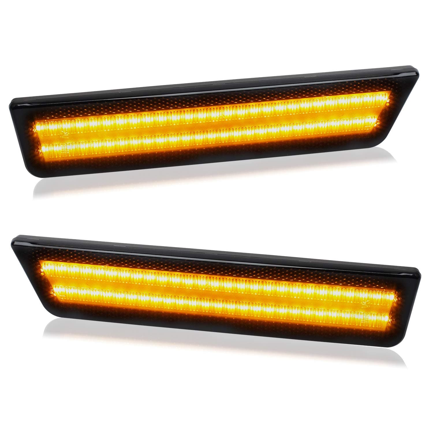 RUXIFEY Sequential LED Side Marker Lights Smoked Front Sidemarker Compatible with Dodge Challenger 2008 to 2014 Amber - Pack of 2