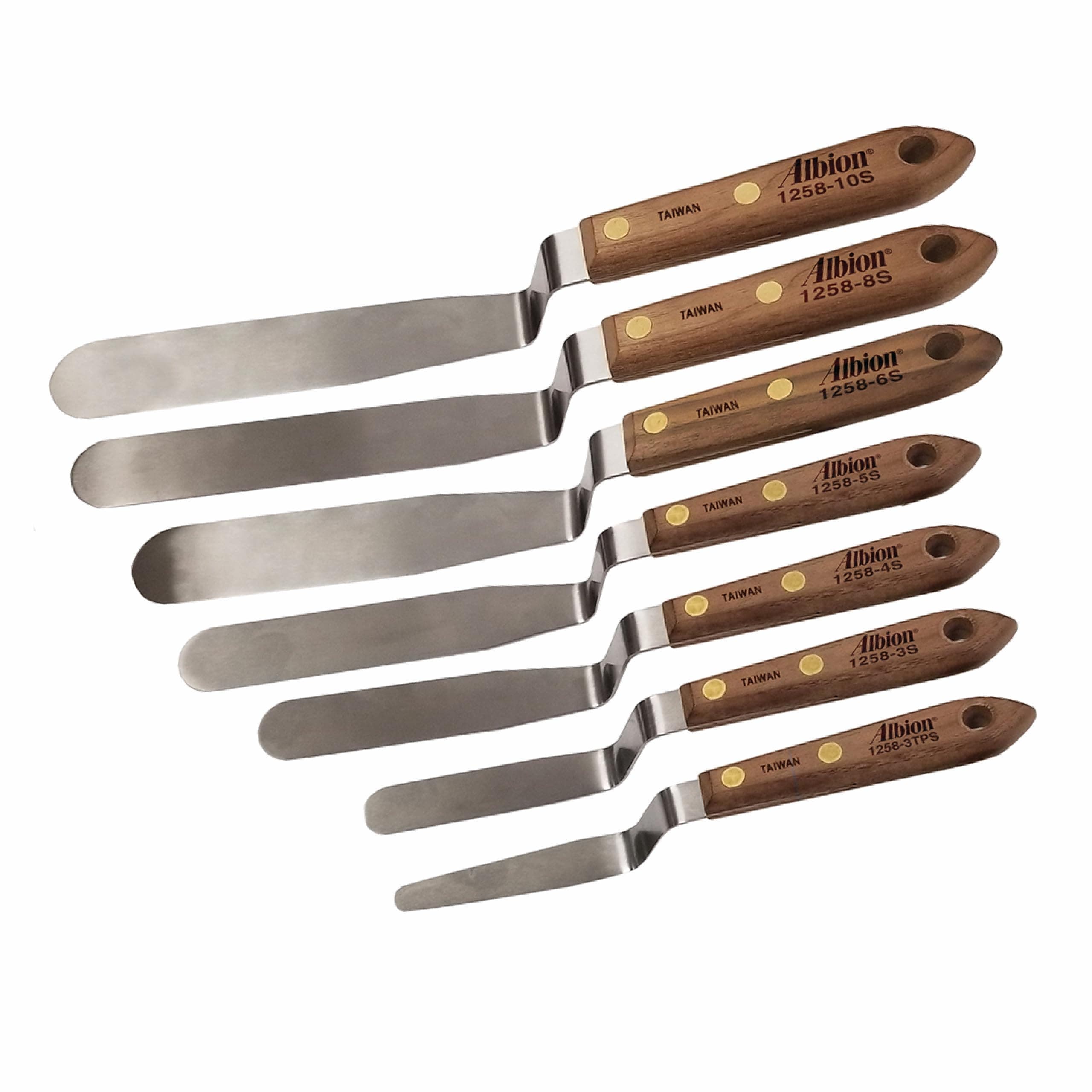 Albion Engineering 1258-G01 7-Piece Classic Offset Caulk Tooling Spatula Set,...