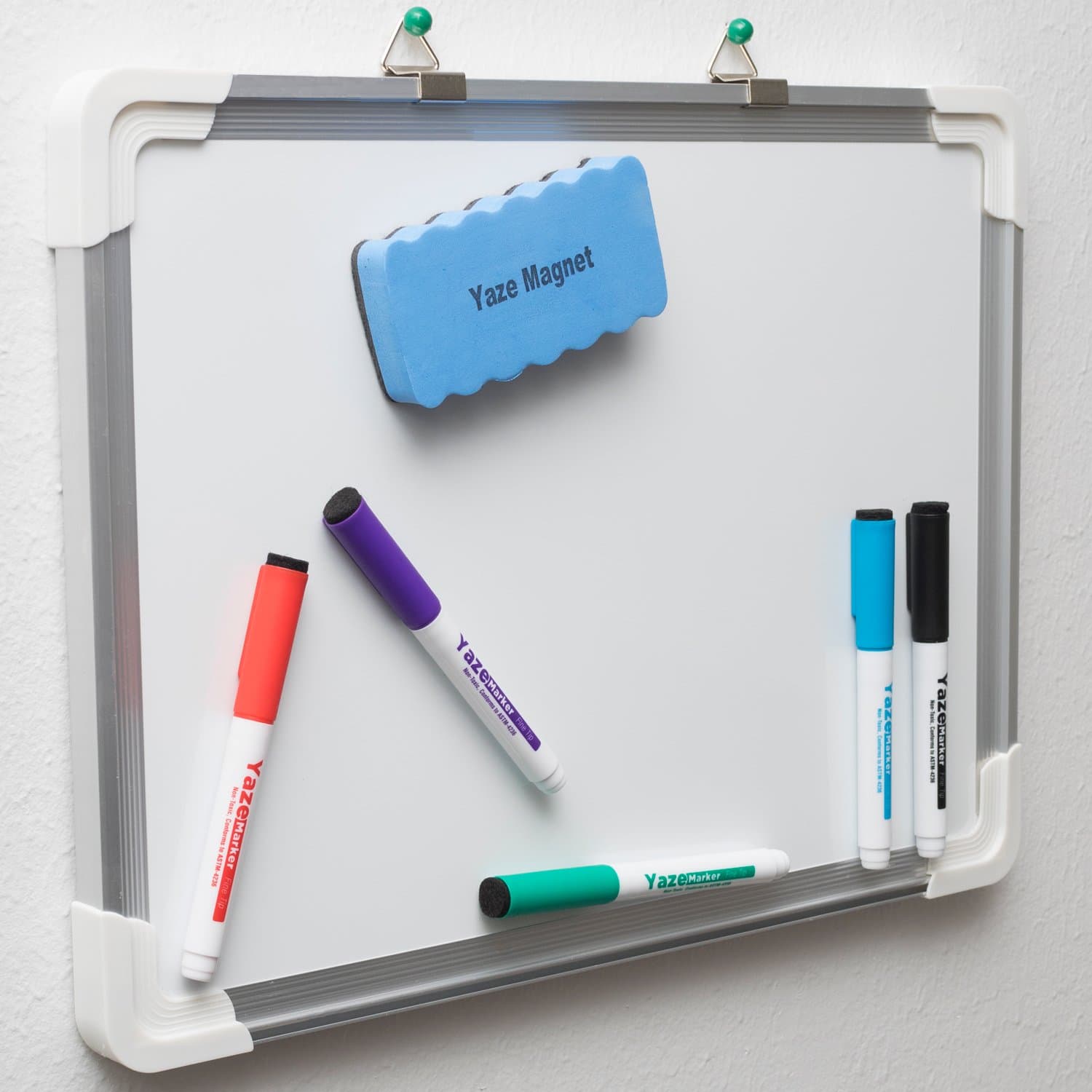 Dry Erase White Board with Lap Board: Hanging Writing, Drawing & Planning Small Whiteboard for Cubicle & Wall| 5 Magnetic Dry Erase Markers & Eraser | Easy to Clean Lapboard for Kids, Office, School