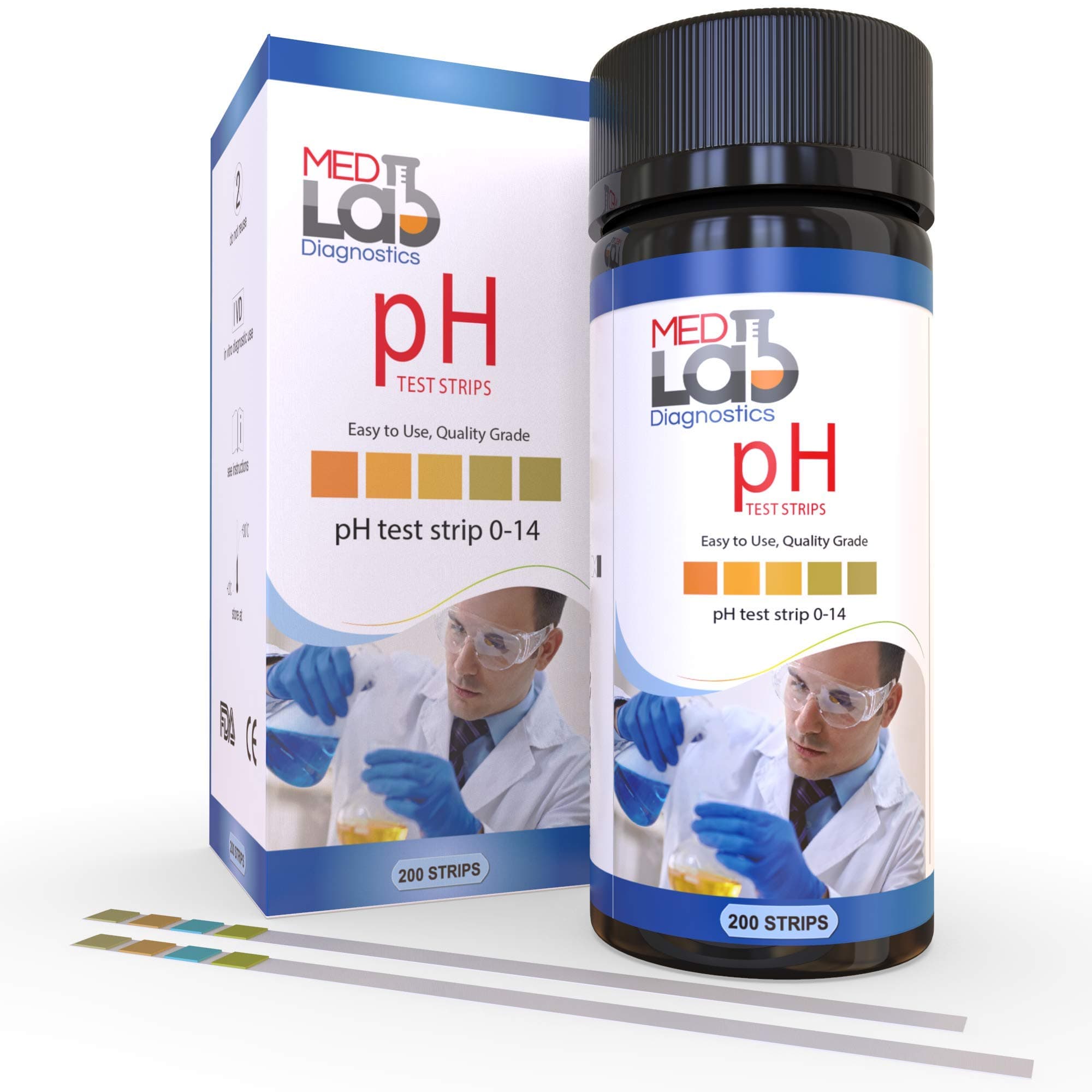 pH Test Strips 0 to 14 (200 ct) for Urine, Saliva, Drinking Water, Kombucha, Pool, Spa, Hotub, Soap, Liquids. pH Acid Alkaline Universal Test Strips. Acidity Alkalinity Litmus Paper Testing Strips