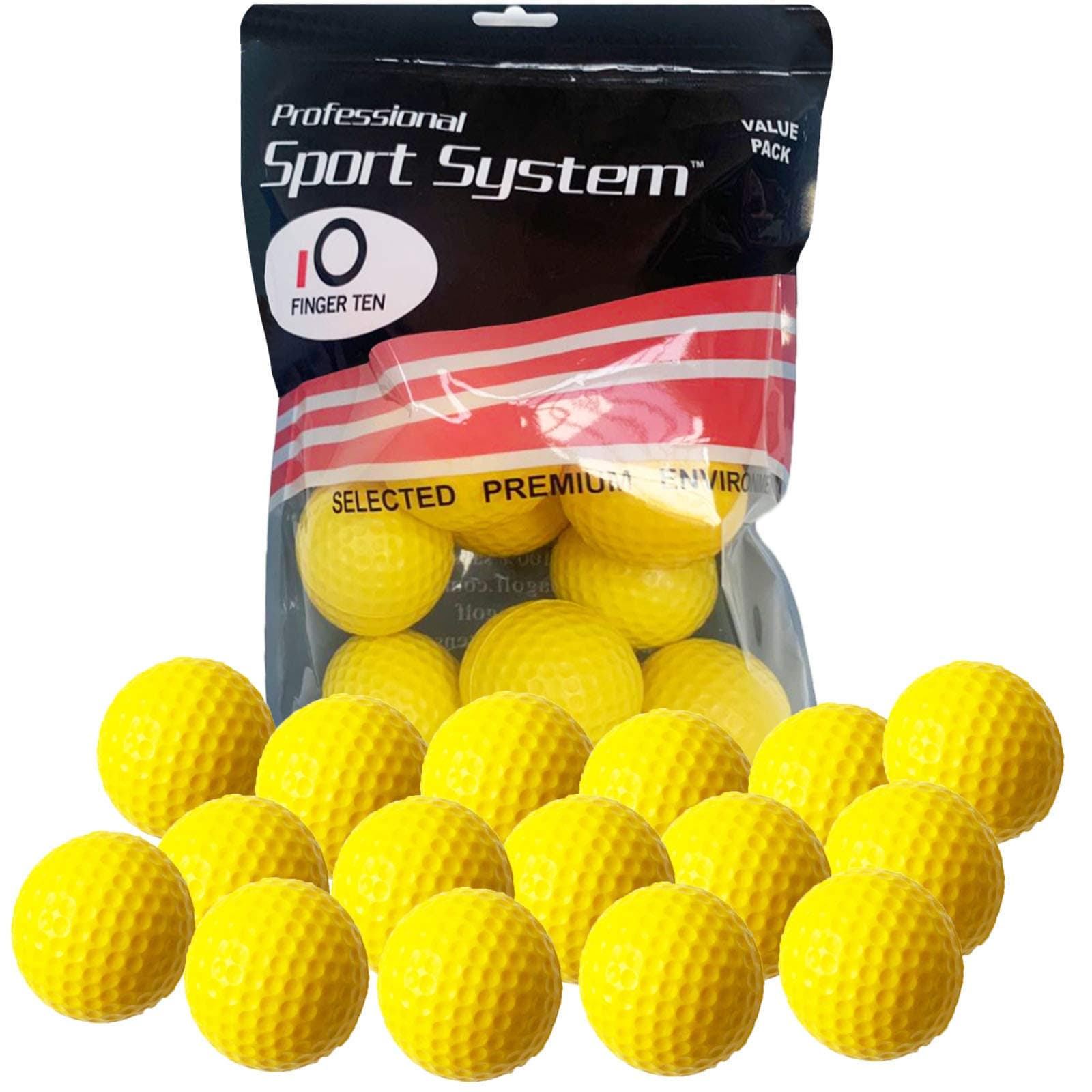 FINGER TEN Golf Practice Balls Elastic Foam Soft Value 12/24 Pcs, Golf Training Ball Spone Dimpled Exercise Balls for Golf Swing Training Aids Home Office Indoor Outdoor Backyard