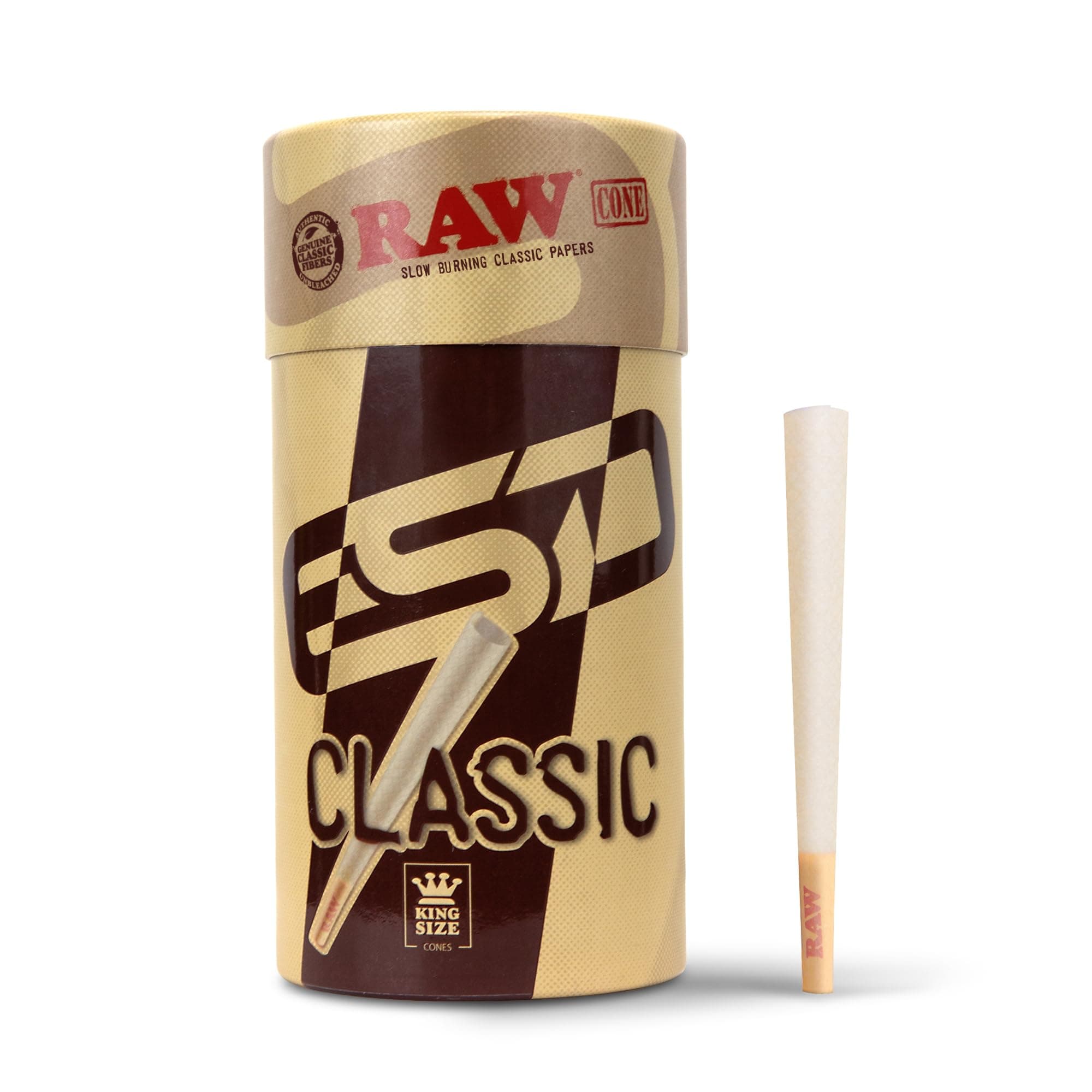 Cones Classic King Size | 100 Pack | Natural Pre Rolled Rolling Paper with Tips & Packing Sticks Included