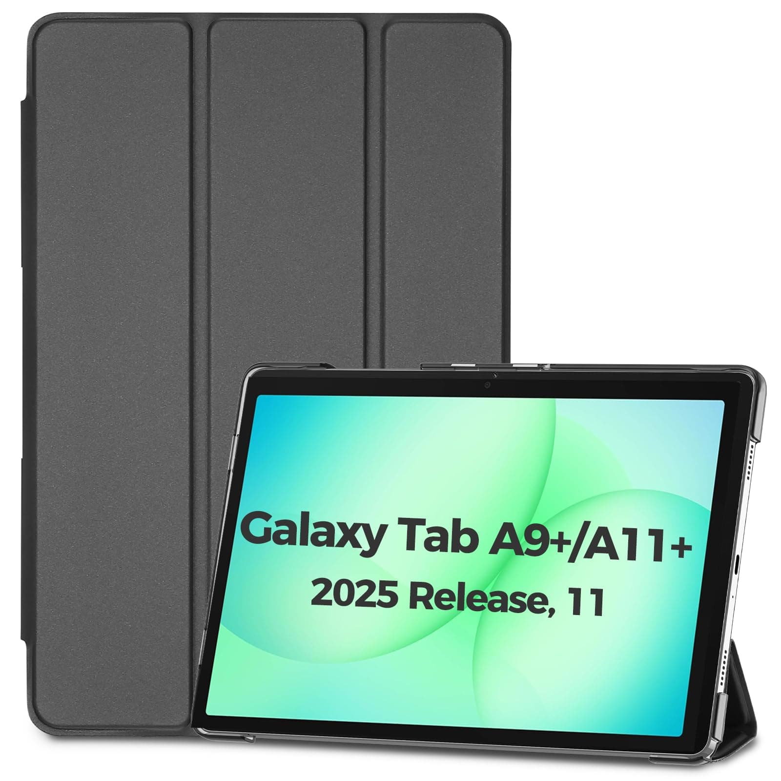 ProCase Smart Case for Galaxy Tab A11+ Plus/A9+ Plus 11 Inch, Slim Stand Hard Back Shell Protective Tablet Cover Folio Case for 11" Galaxy Tab A11+ Plus 2025/A9+ Plus 2023 -Black