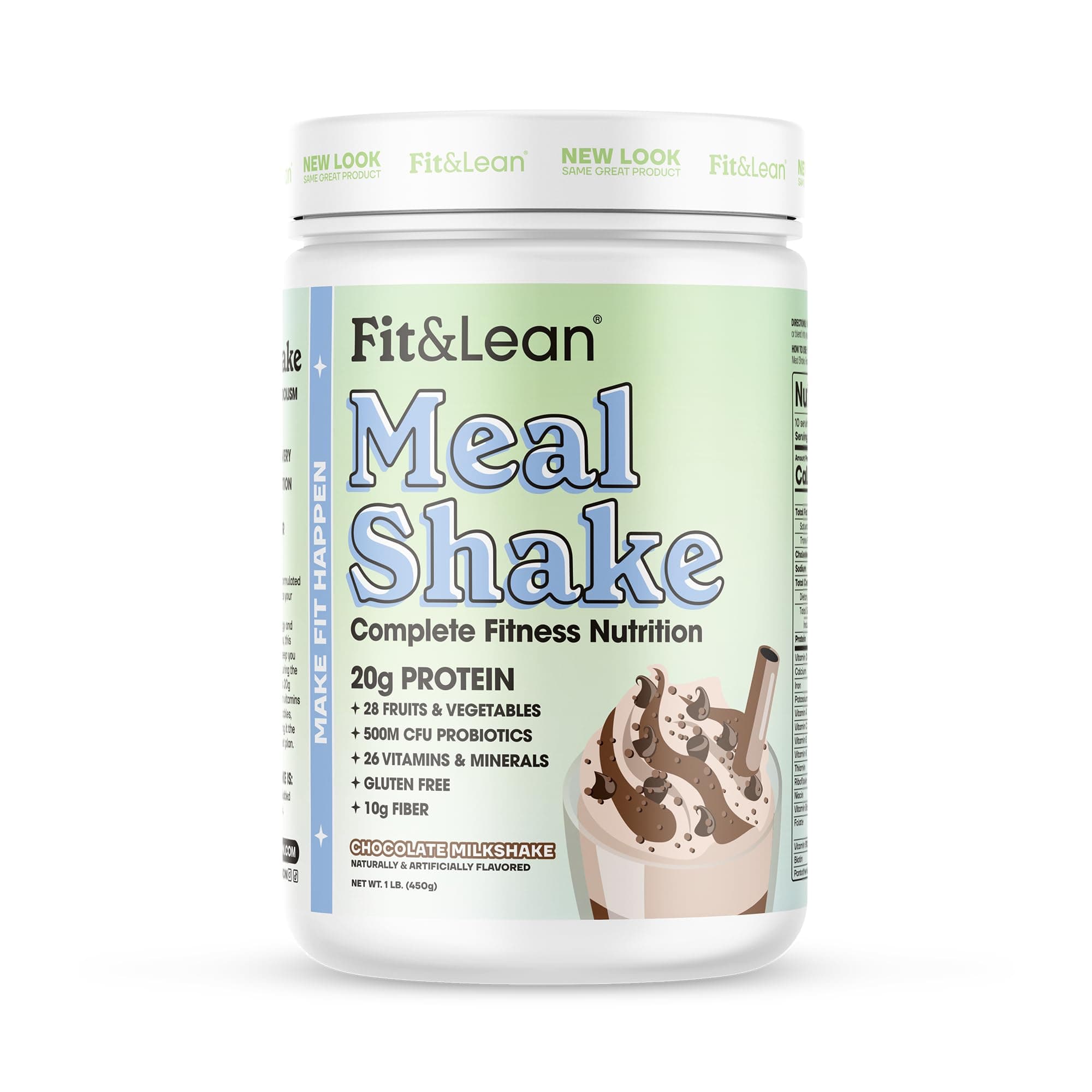 Fit & Lean Meal Shake, Fat Burning Meal Replacement, Protein, Fiber, Probiotics, Chocolate, 1lb, 10 Servings Per Container