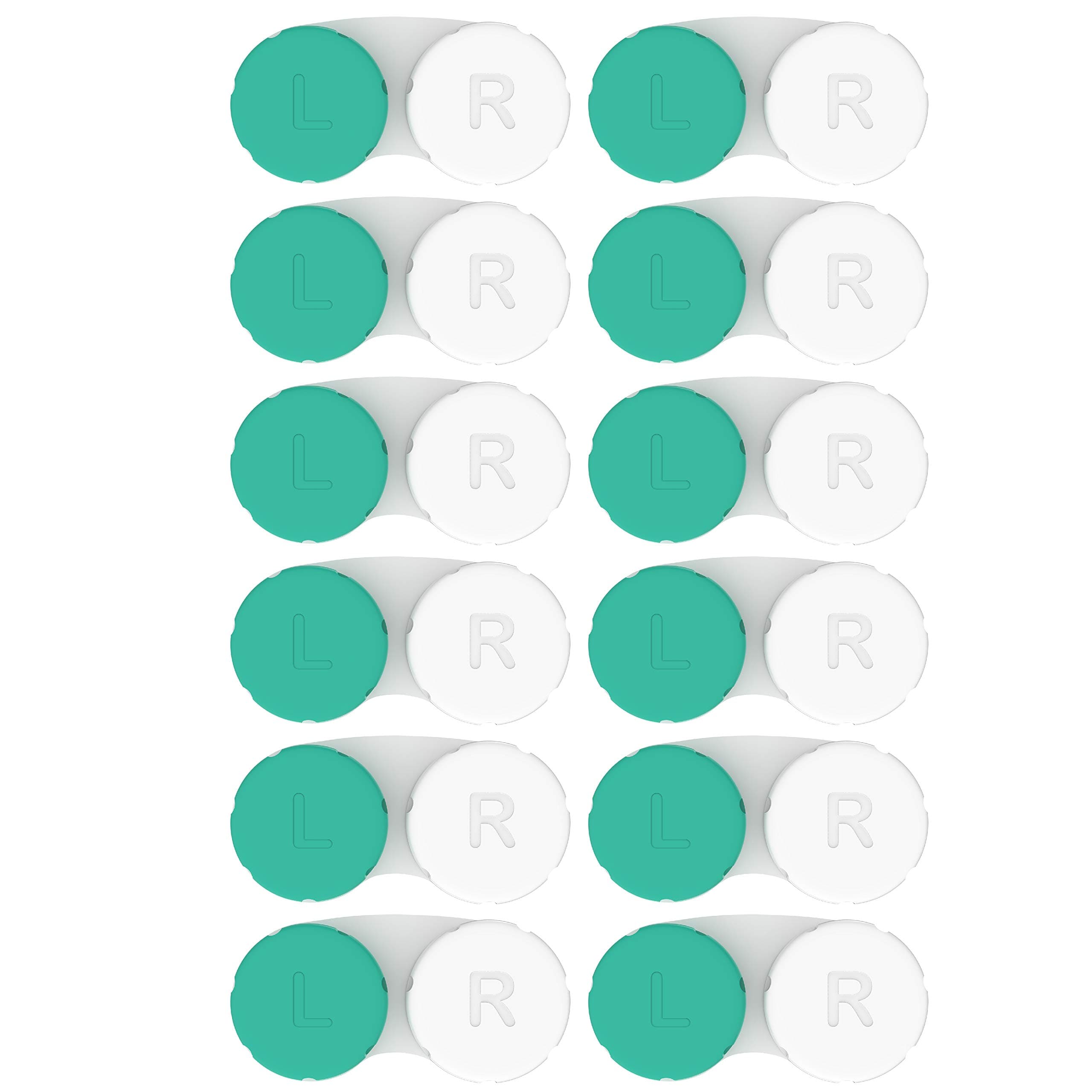 Contact Lens Cases 12 Pack. One Year Bulk Supply. Protect Your Eyes by Changing Your Lens Case Monthly (Green)