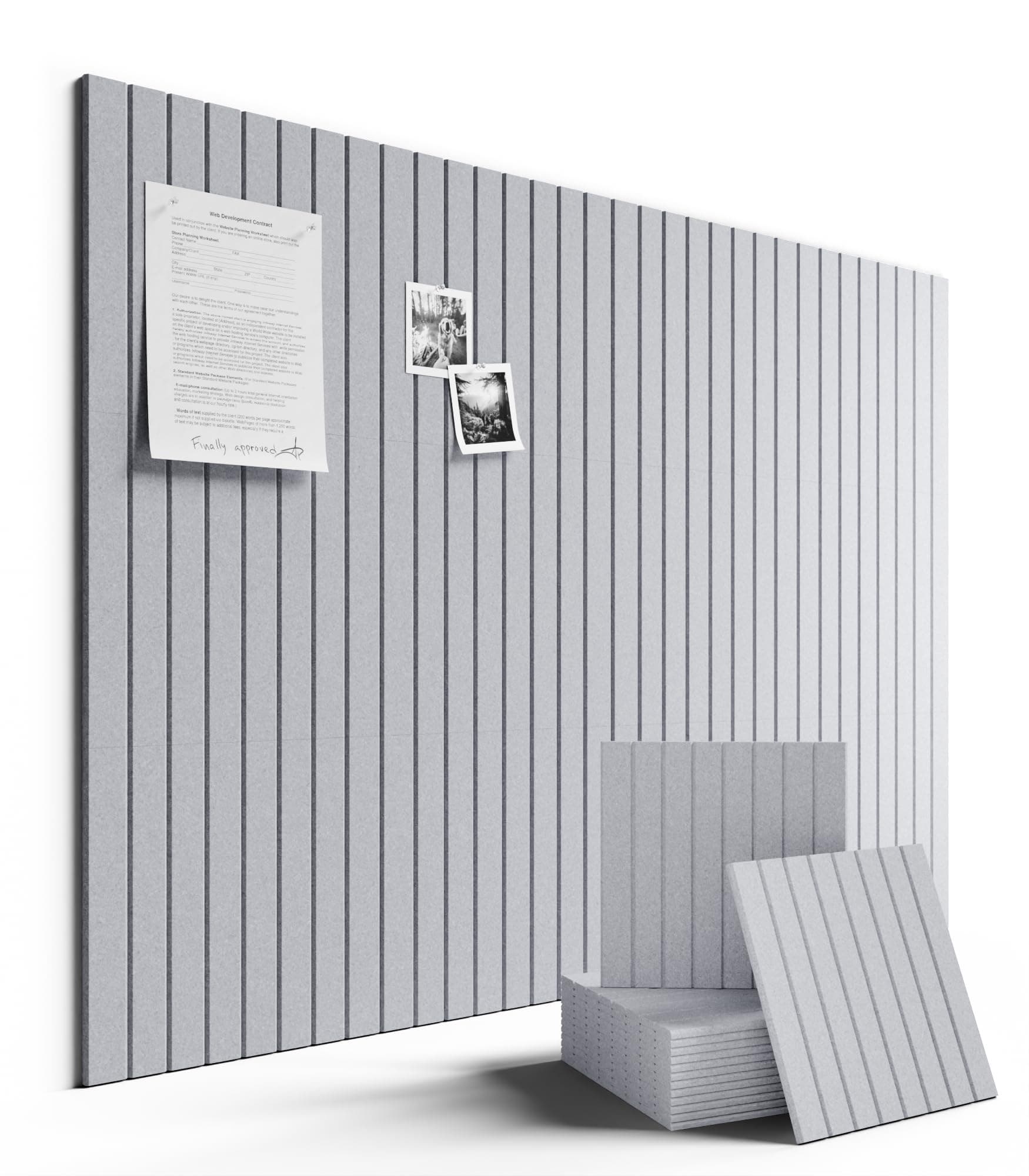 Large Felt Bulletin Board 48" x 36" Cork Board Alternative-12 Pack with 70 Safe Removable Adhesive Tabs, Cork Boards for Walls for Home Office Classroom Pin Board-Soft Gray