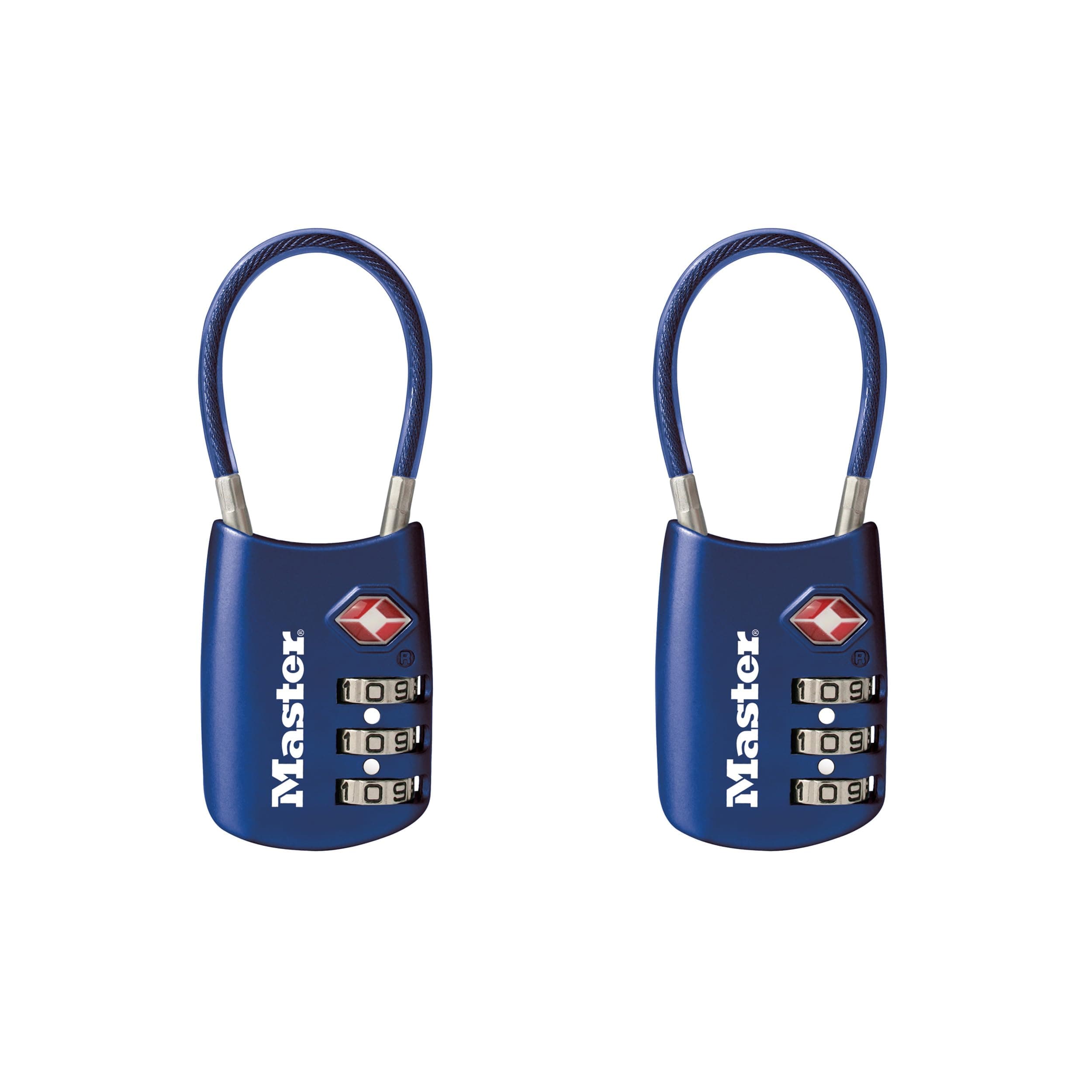 Master Lock Blue Set Your Own Combination TSA Approved Luggage Lock, Travel Zipper Padlock is Perfect for Suitcases, Bags, or Backpacks, 2 pk, 4688BLUEC2