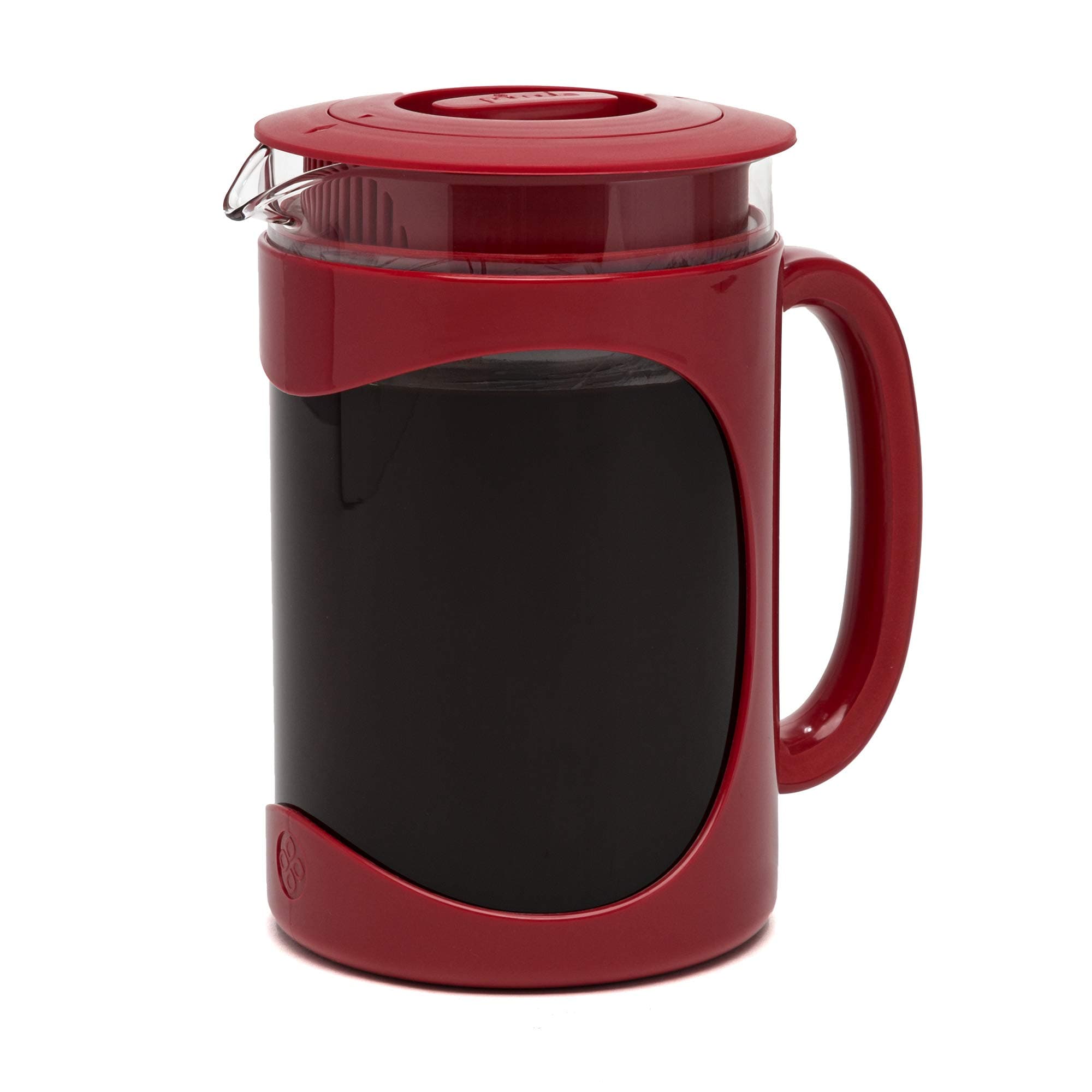 Burke Deluxe Cold Brew Iced Coffee Maker, Comfort Grip Handle, Durable Glass Carafe, Removable Mesh Filter, Perfect 6 Cup Size, Dishwasher Safe, 1.6 qt, Red