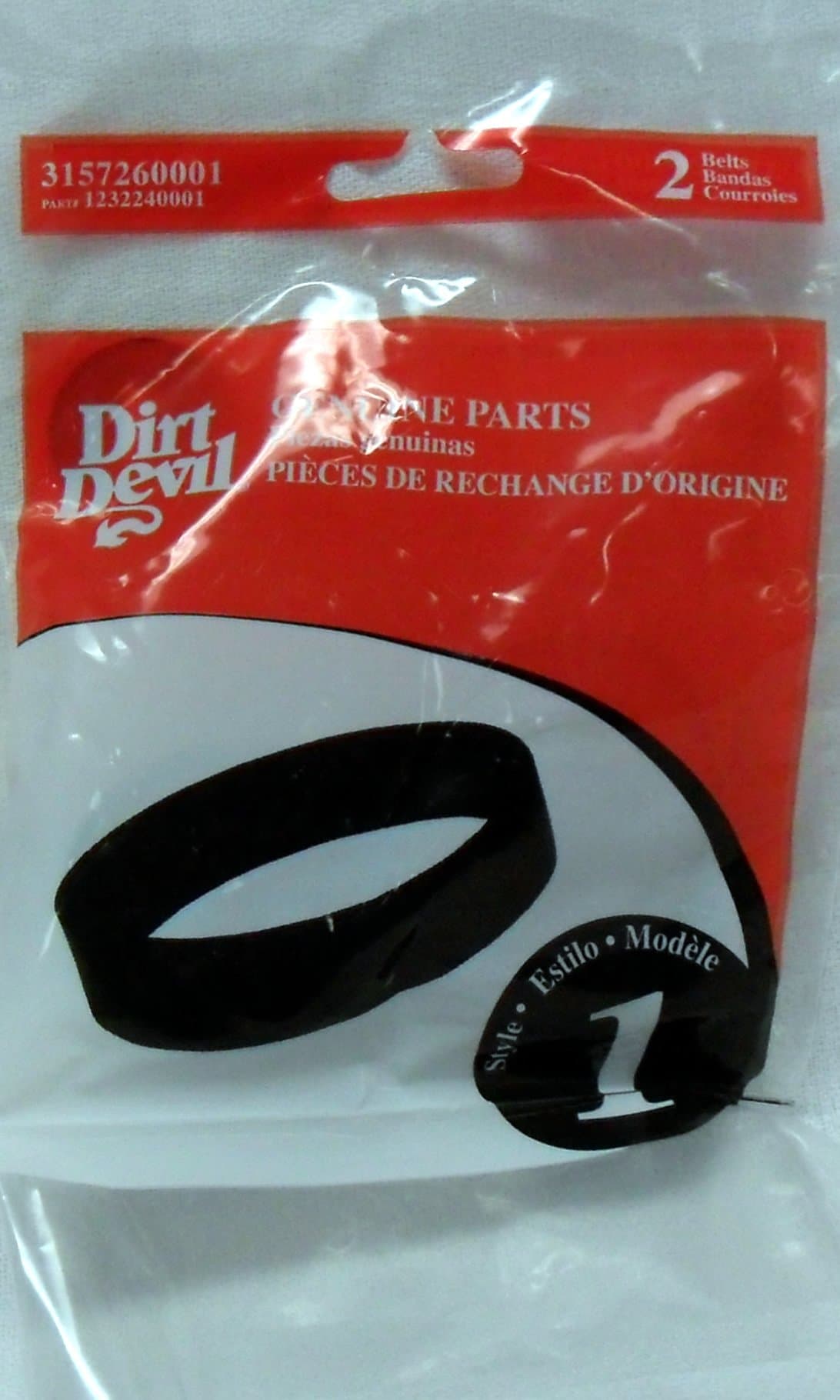 Dirt Devil Style 1 Vacuum Belt (2-Pack), 3157260001