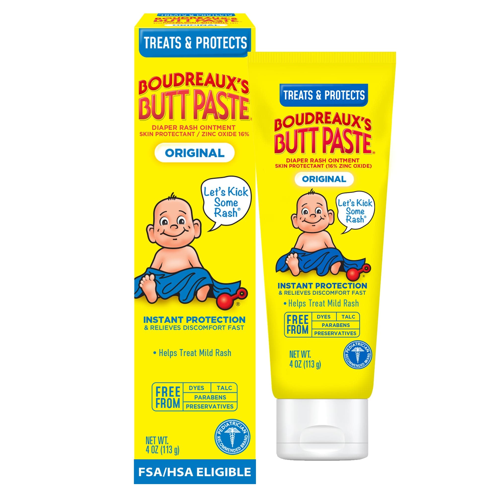 Boudreaux's Butt Paste Diaper Rash Ointment | Original | 4 Ounce (Pack of 1) | Paraben & Preservative Free