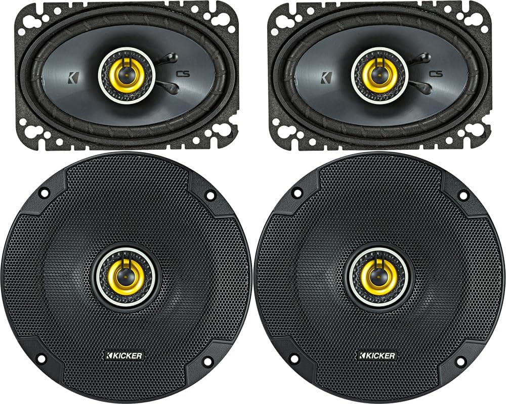 KICKER Speaker Package of 2 Items: CS Series Two 6.5" Coaxial Speakers 4-Ohm & Two 4"x6" Coaxial Speakers 4-Ohm - 1x 46CSC654, 1x 46CSC464