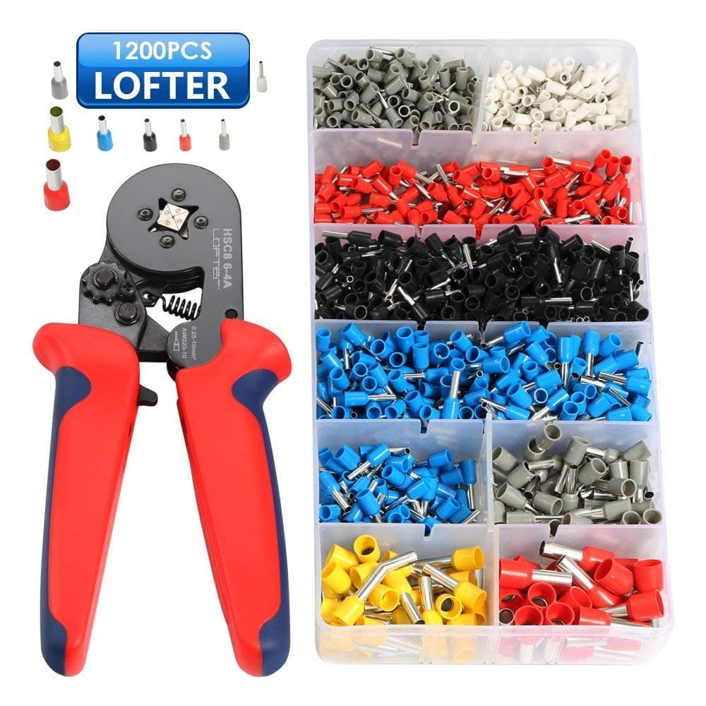 Vanow Ferrule Crimping Pliers Set, 1200 pcs, Wire End Ferrules Crimping Tool 0.25-10 mm², (Red Pliers x 1)