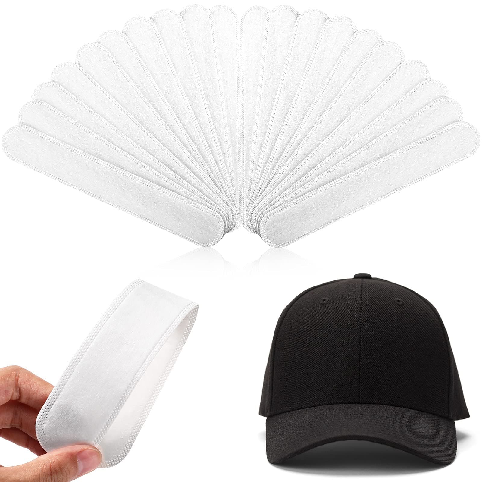 Gejoy Hat Sweat Liner Sweat Protector Disposable Cap Sweatband Shields Absorbing Pad for Women Men Golf Baseball Cap Hard Hat