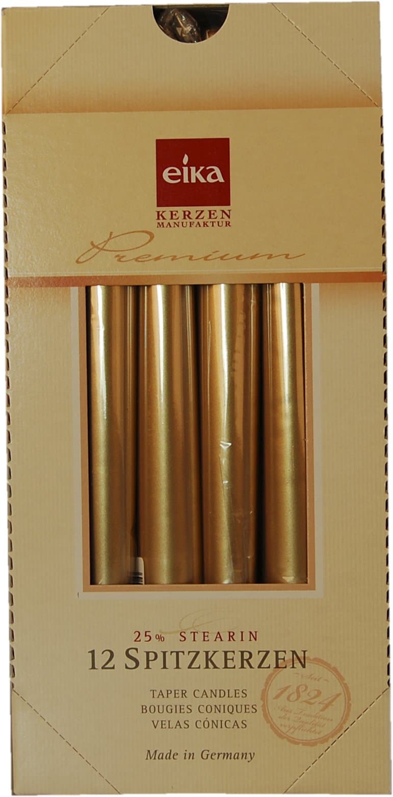 Eika Individually wrapped Dinner Candles, Pack of 12 "Gold"