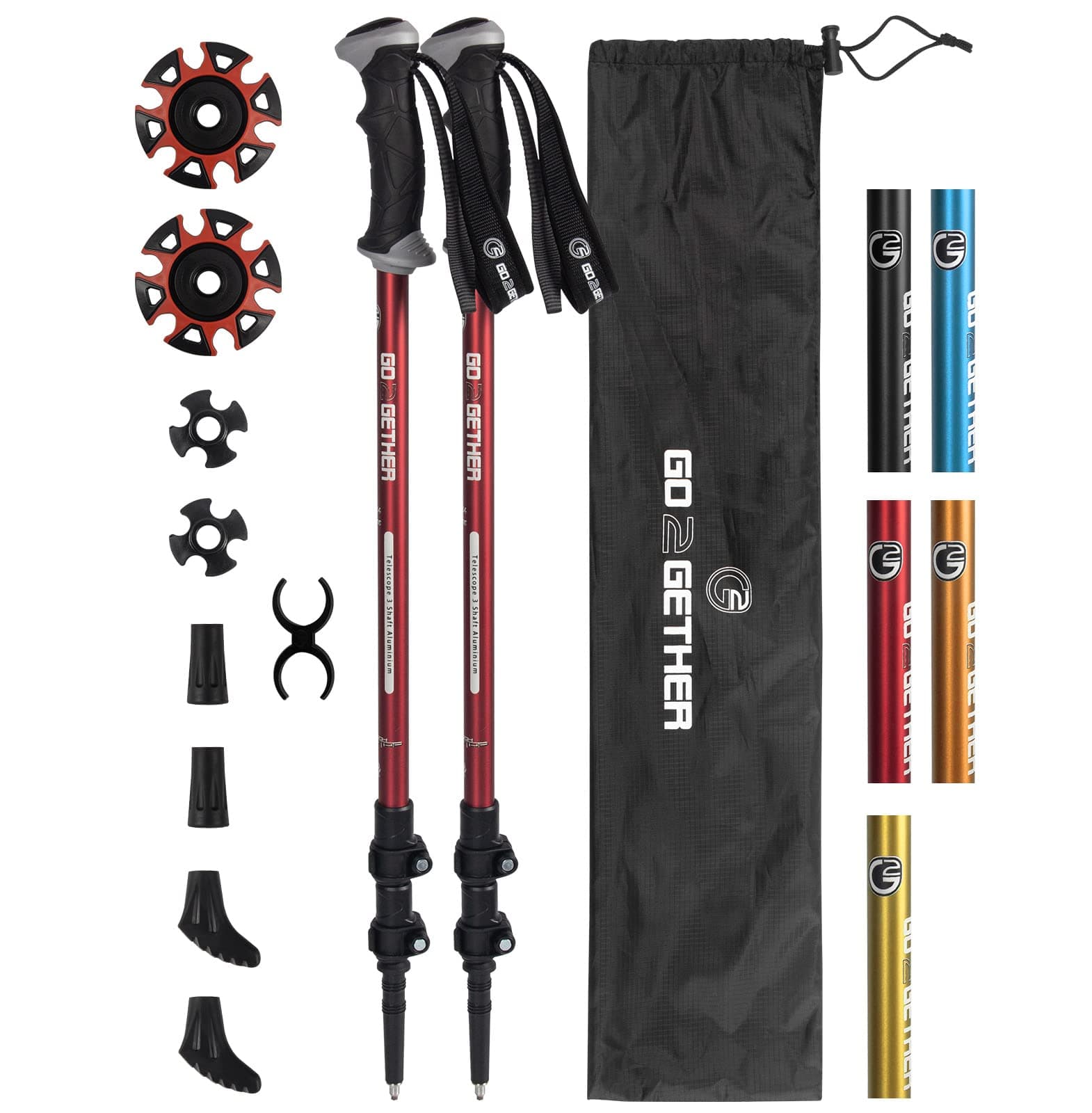 Aluminum Trekking Poles - Quick Adjustable Locks, Comfort Handle, Padded Strap, Snow Baskets - Walking Sticks Suitable for Hiking, Walking