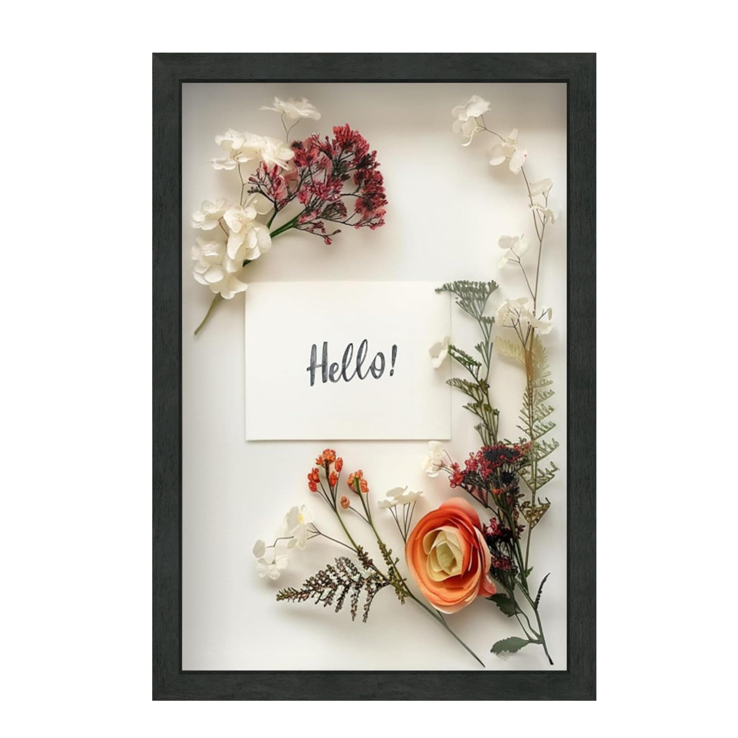 FrameWorks 12" x 18" Black Driftwood Wooden Shadow Box Frame – Soft Felt Back, Tempered Glass, and Included Elegant White Ball Push Pins