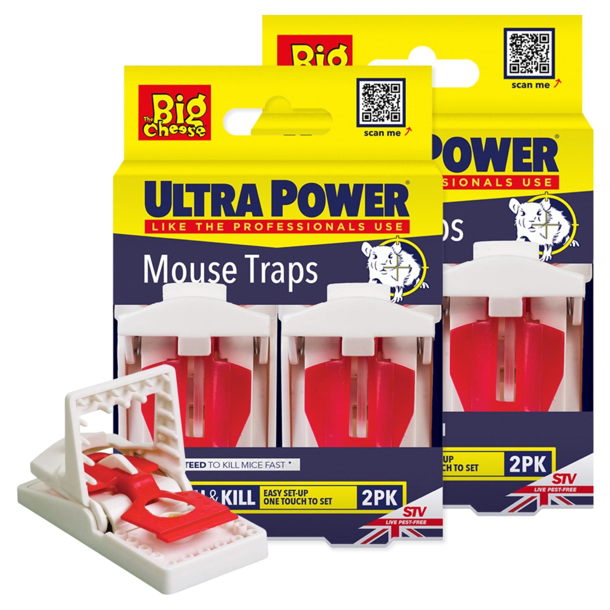 The Big Cheese Ultra Power Ready-Baited Mouse Trap - Multi Pack - Reusable Mouse Traps For Indoor & Outdoor Use - Humane Mouse-Trap - Easy to Clean Plastic Mice Trap - Prebaited Rodent Trap