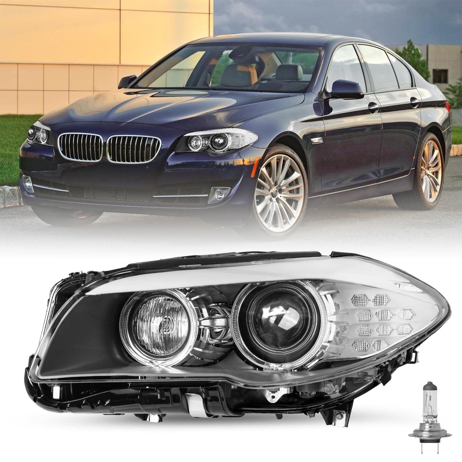 JSBOYAT HID/Xenon w/AFS Type Fit for 2011-2013 BMW 5 Series F10 F18 528i 535i 550i M5 Headlight Assembly Replacement OE Style Projector Factory Headlamp Left Driver Side