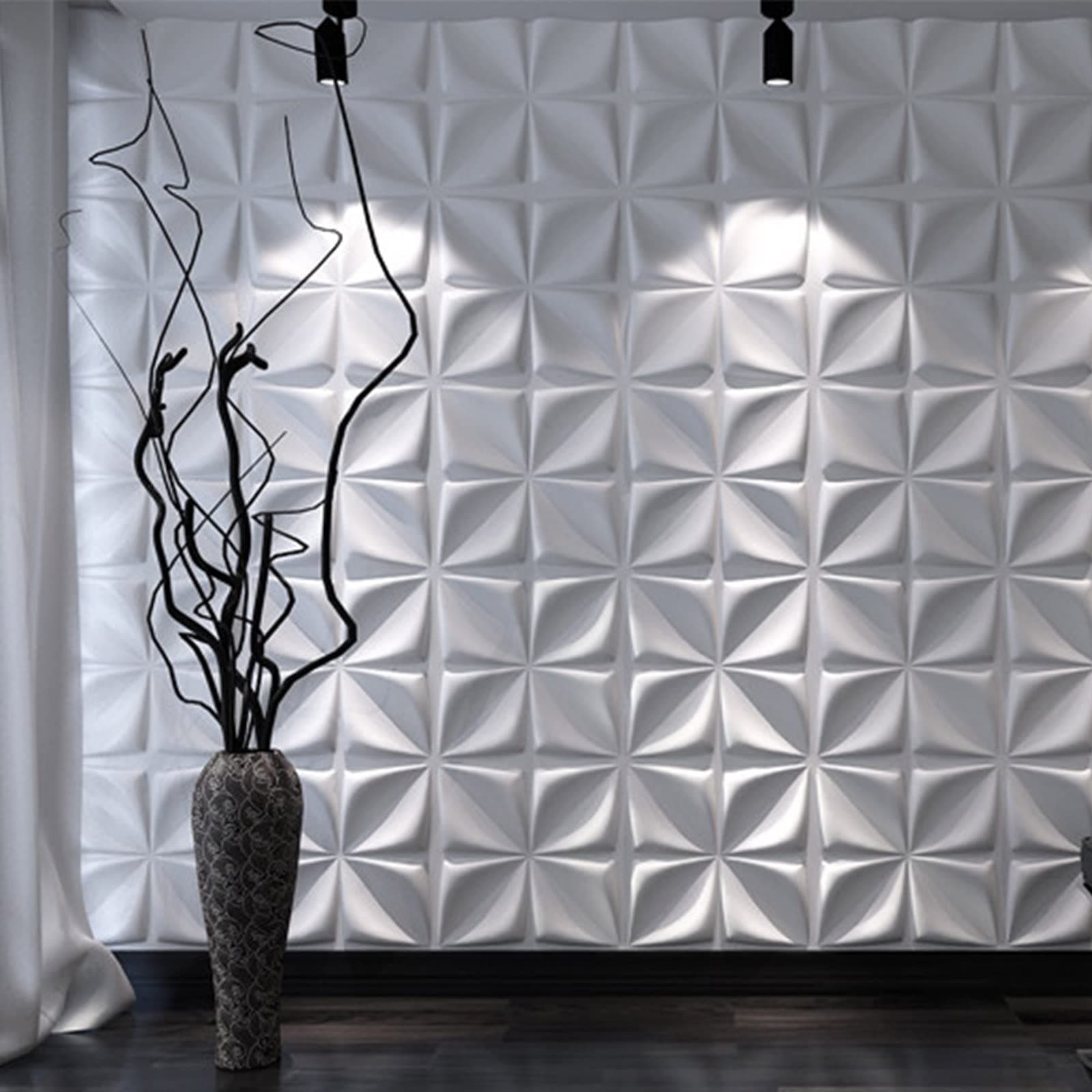 Art3d White 3D Wall Panel PVC Flower Design Cover 3 Sq Meter, for Interior Wall Decor in Living Room, Bedroom, Lobby, Office, Shopping Mall