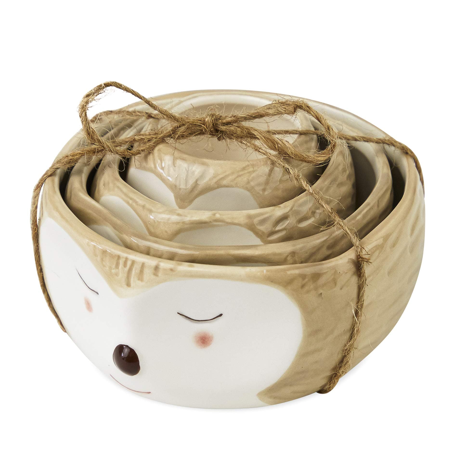 Charming Charlie Hedgehog Themed Measuring Cup Gift Set - Kitchen Decor, Ceramic Construction - Pack of 4
