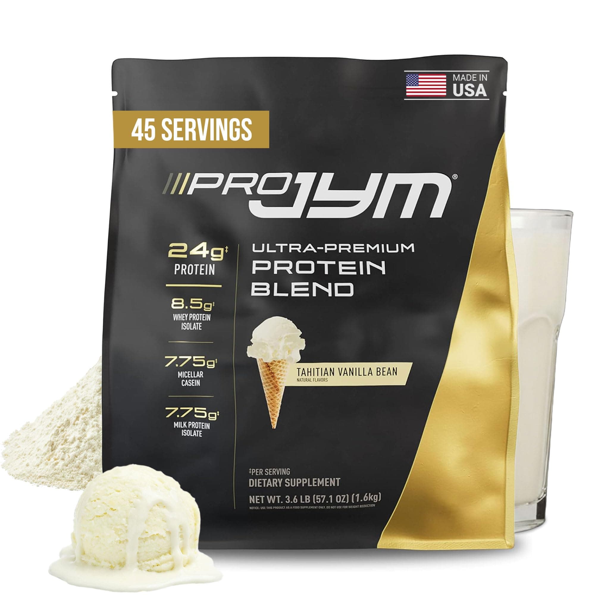 Pro Jym Protein Powder - Egg White, Milk, Whey protein isolates & Micellar Casein | JYM Supplement Science | Tahitian Vanilla Bean Flavor, 4 Lb