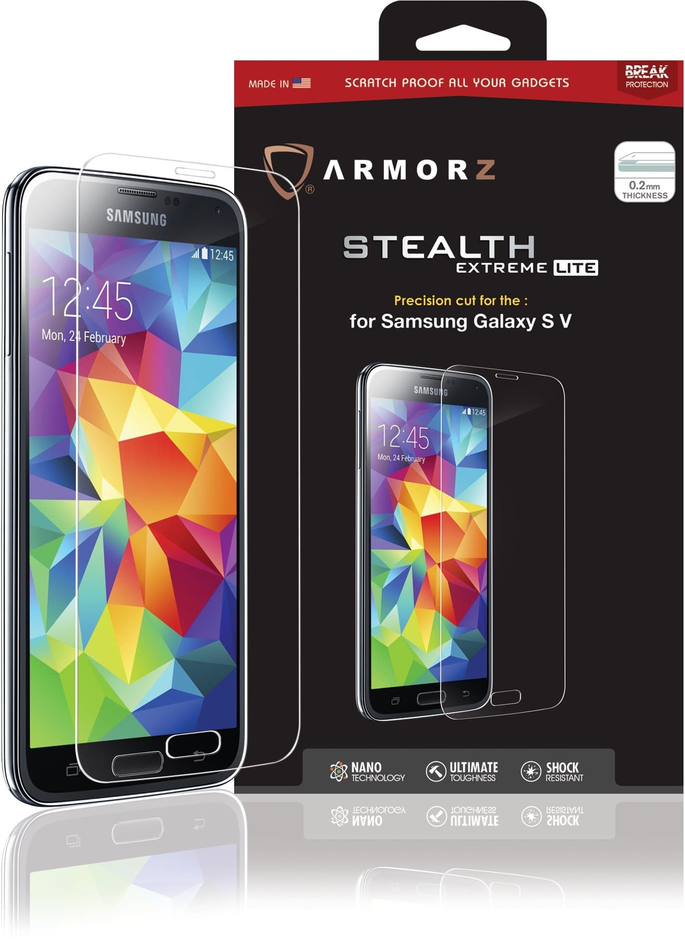 Armorz Stealth Extreme Lite Tempered Glass Screen Protector for Samsung Galaxy S5