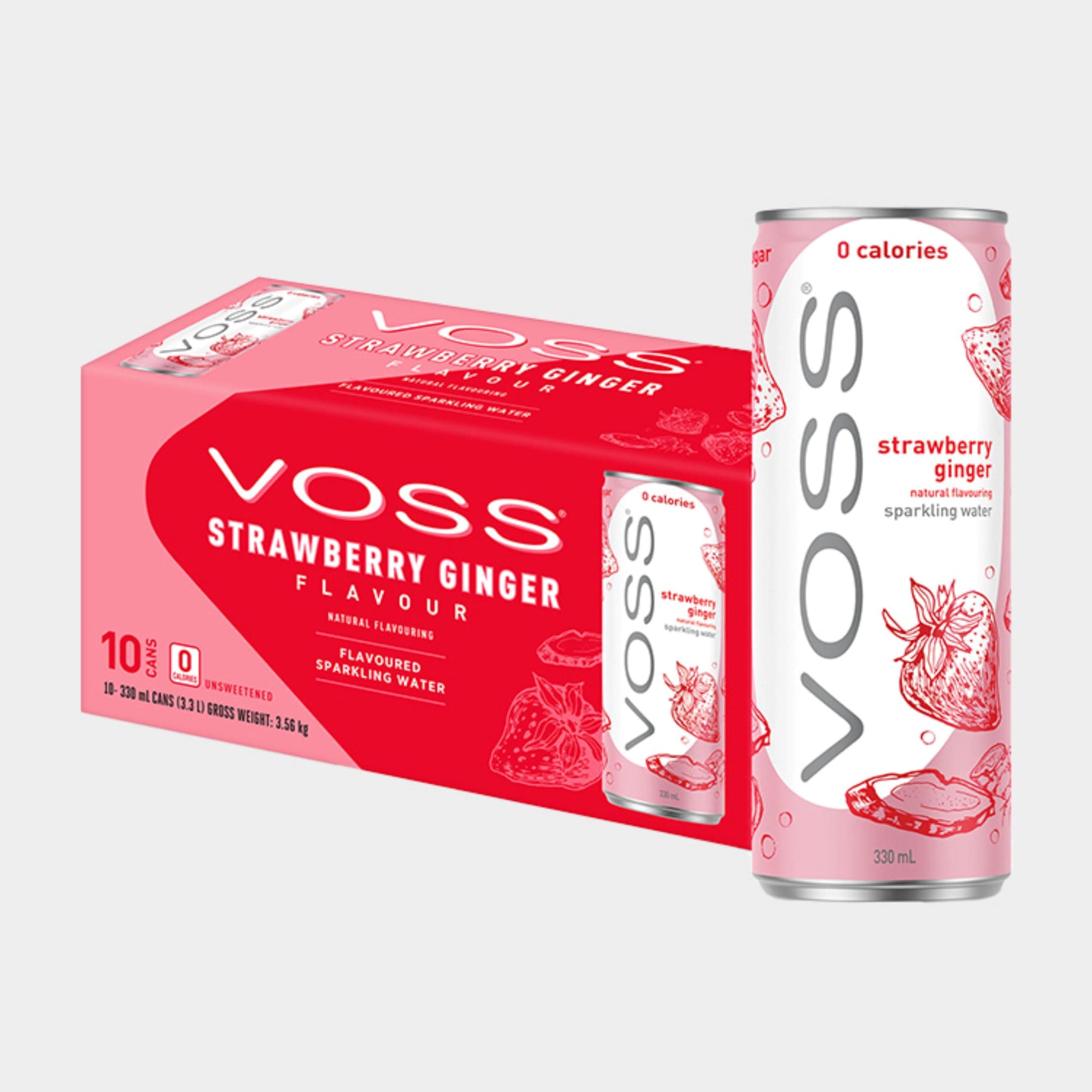 Flavoured Sparkling Water | Zero Sugar Drink | Zero Calorie | Naturally Sourced Water | 10x 330ml Multipack (Strawberry Ginger)